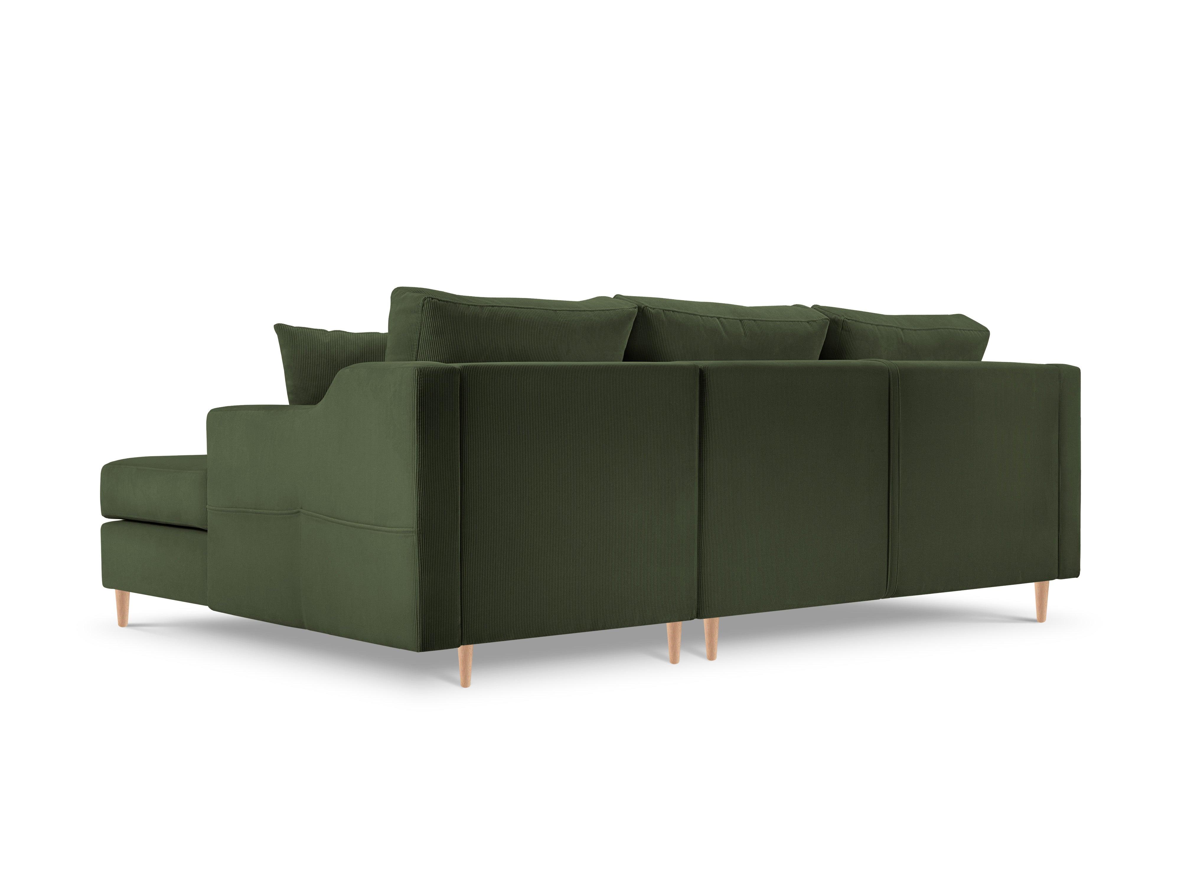 Narożnik prawostronny sztruksowy z funkcją spania ROSE butelkowa zieleń Mazzini Sofas Eye on Design