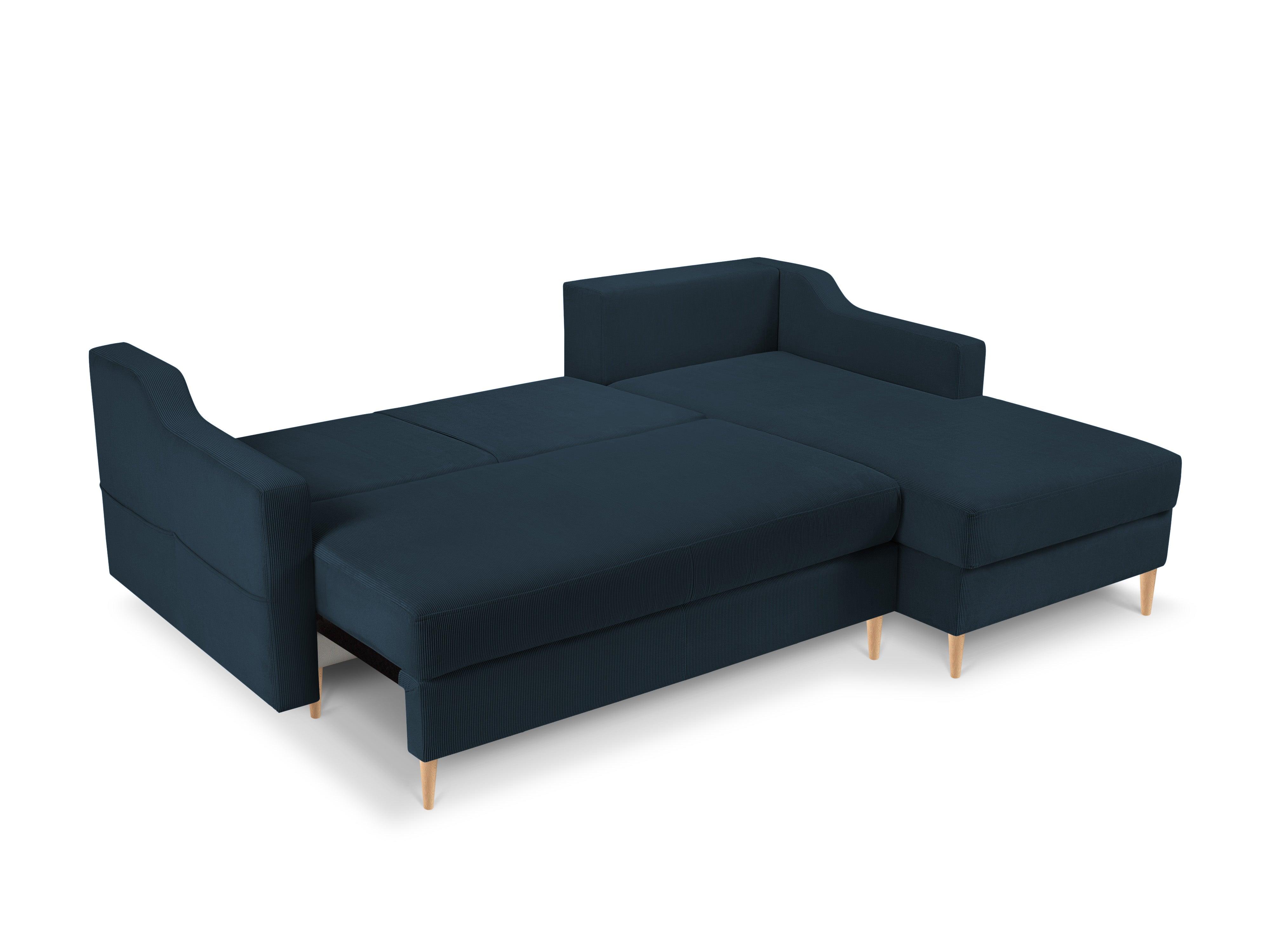 Narożnik prawostronny sztruksowy z funkcją spania ROSE ciemnoniebieski Mazzini Sofas Eye on Design