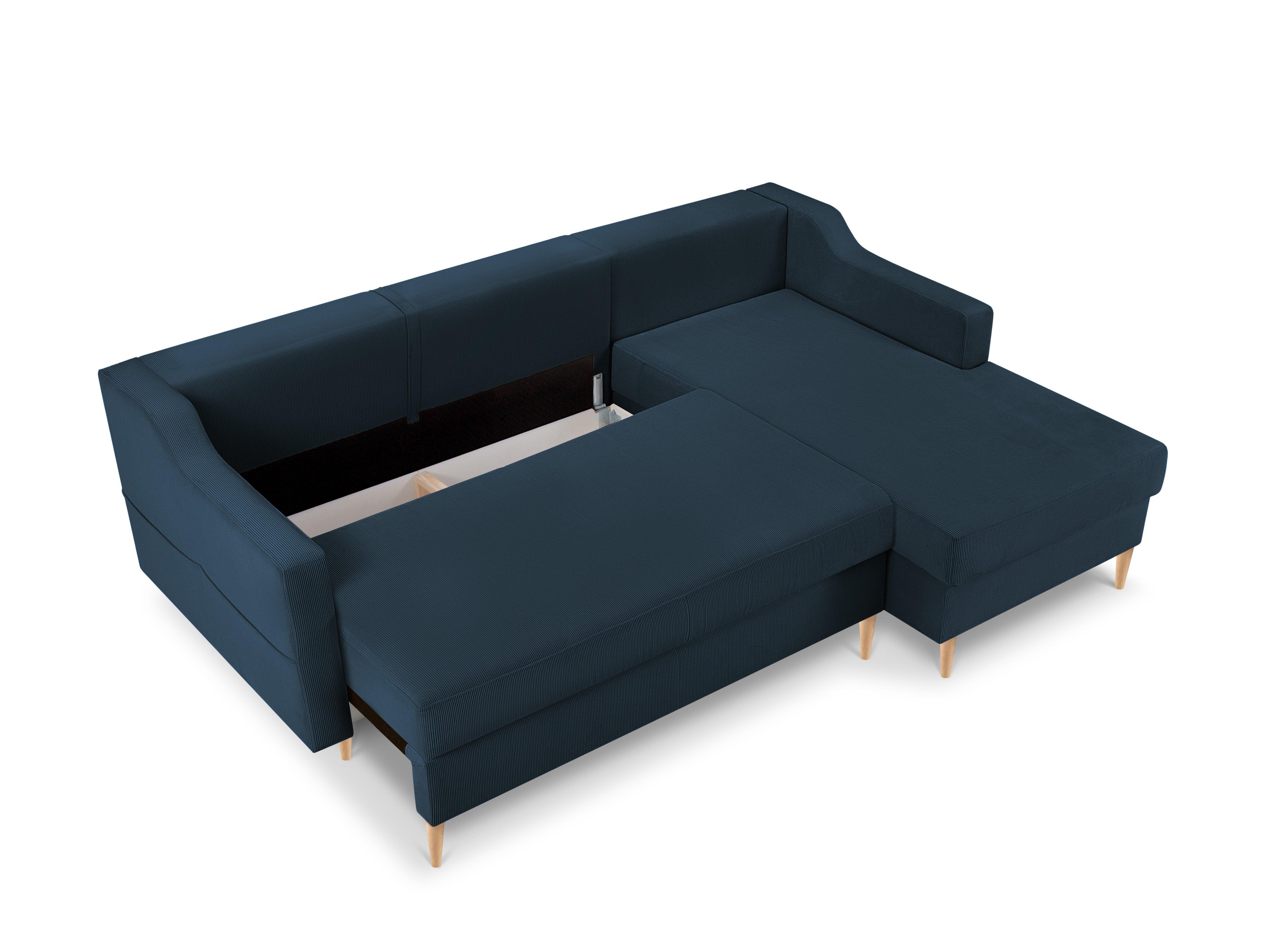 Narożnik prawostronny sztruksowy z funkcją spania ROSE ciemnoniebieski Mazzini Sofas Eye on Design