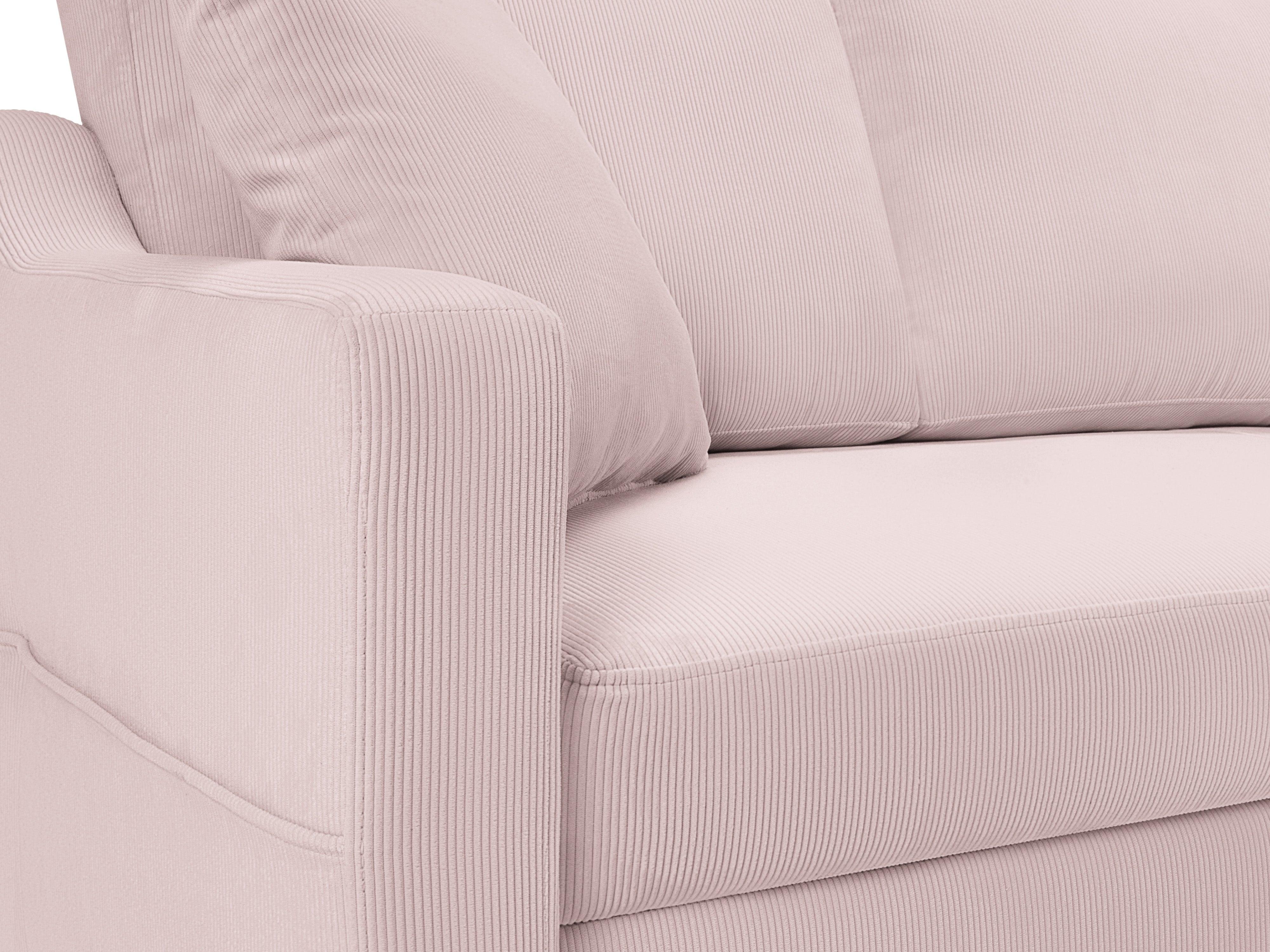 Narożnik prawostronny sztruksowy z funkcją spania ROSE różowy Mazzini Sofas Eye on Design