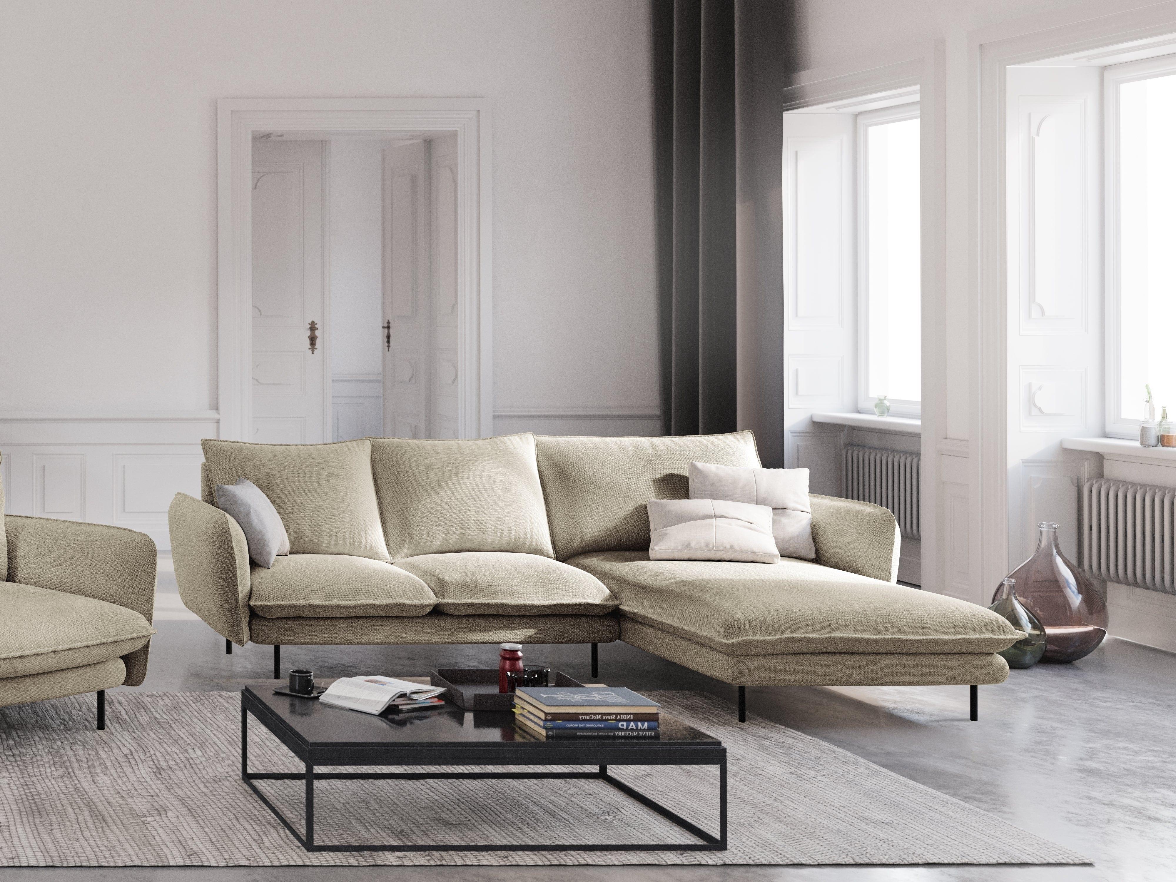 Narożnik prawostronny VIENNA beżowy z czarną podstawą Cosmopolitan Design Eye on Design