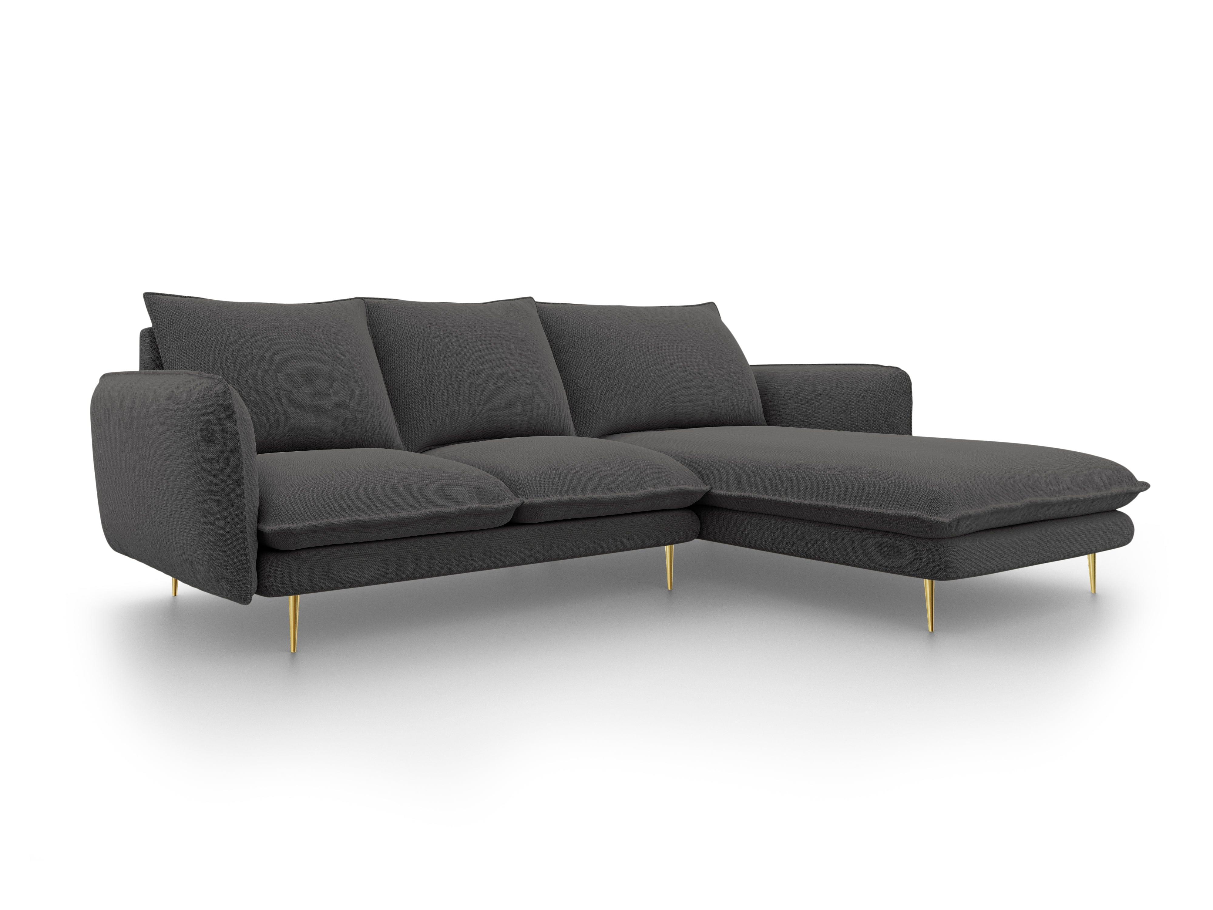 Narożnik prawostronny VIENNA ciemnoszary ze złotą podstawą Cosmopolitan Design Eye on Design