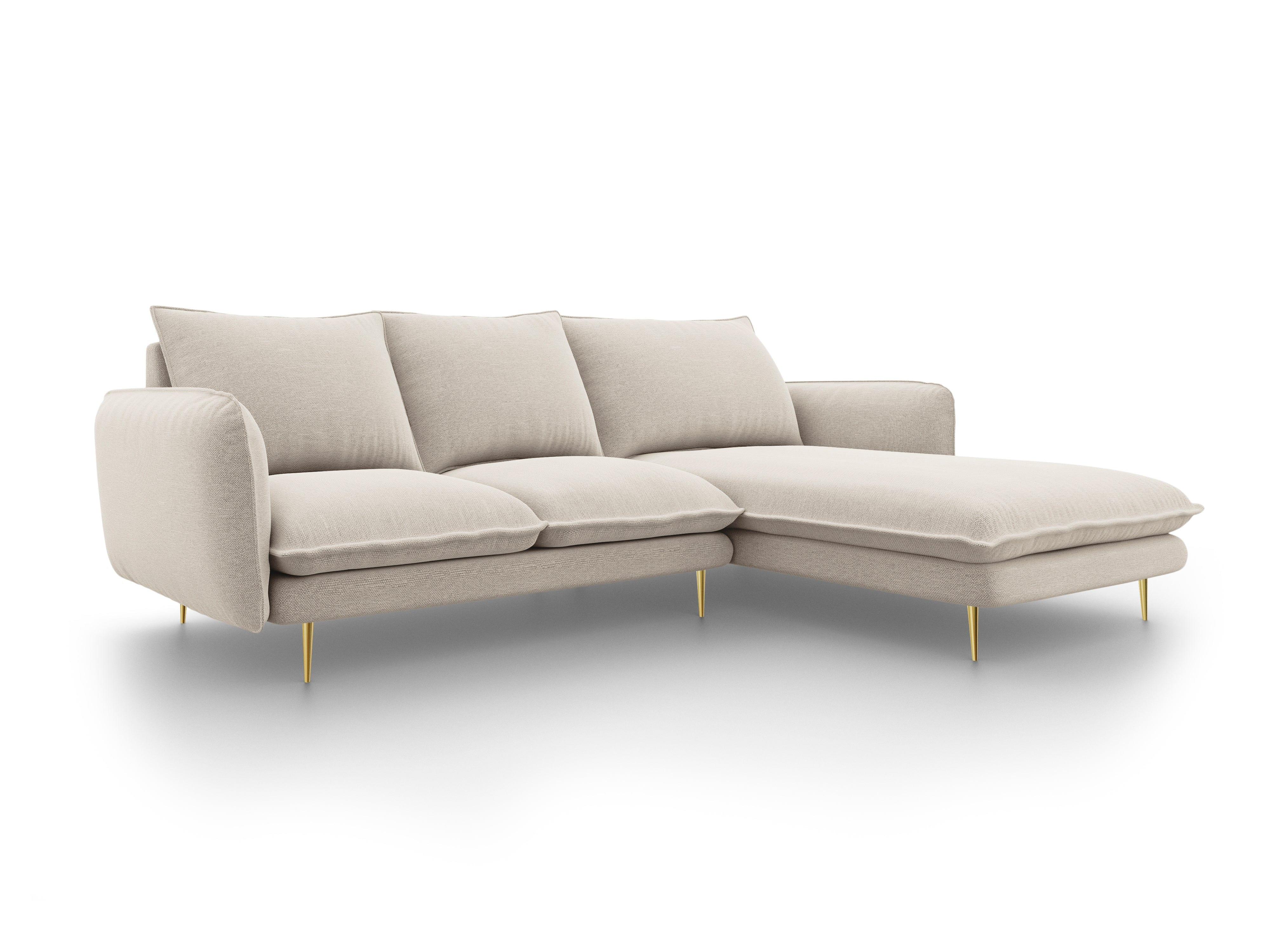Narożnik prawostronny VIENNA piaskowy ze złotą podstawą Cosmopolitan Design Eye on Design