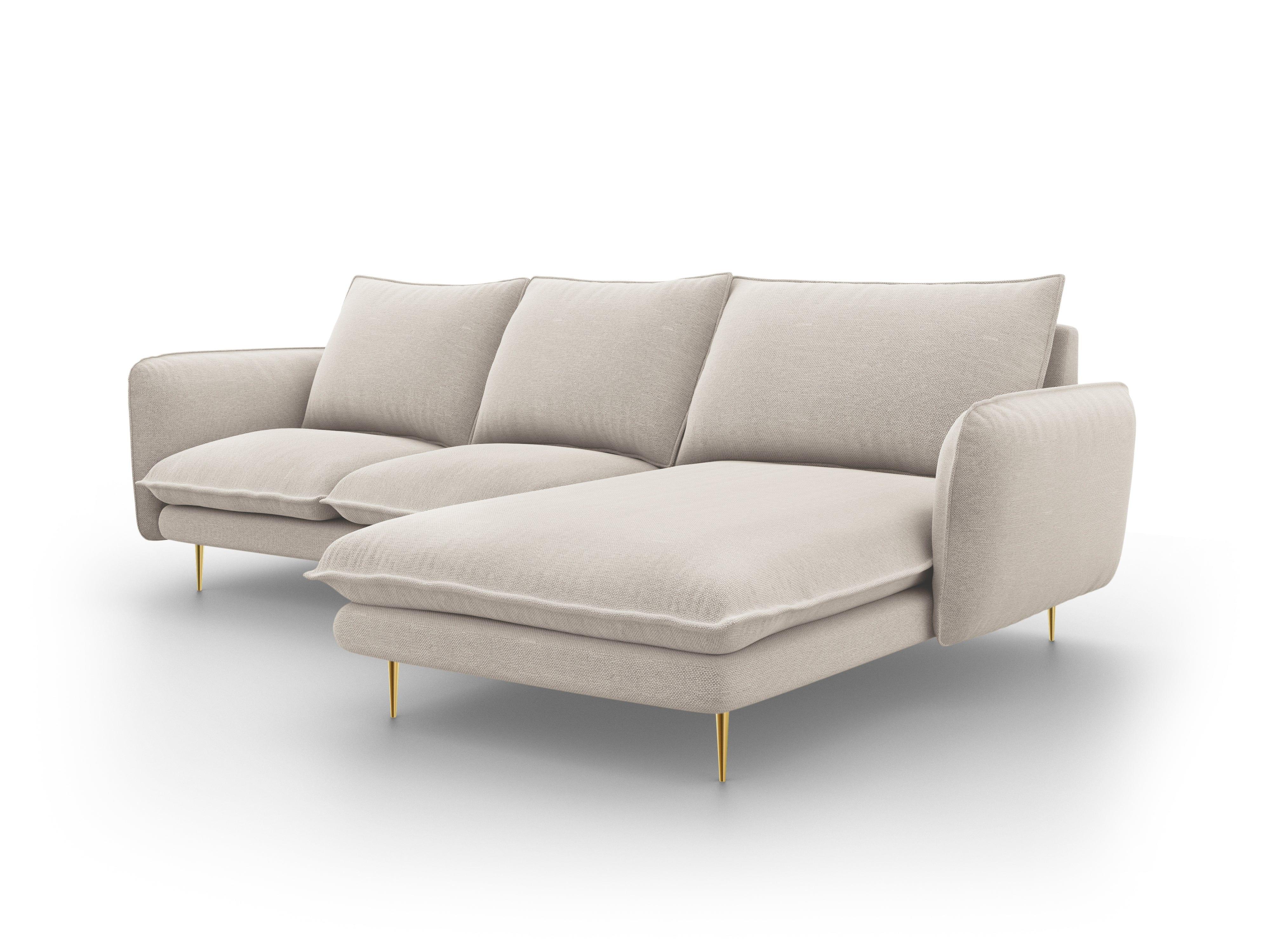 Narożnik prawostronny VIENNA piaskowy ze złotą podstawą Cosmopolitan Design Eye on Design