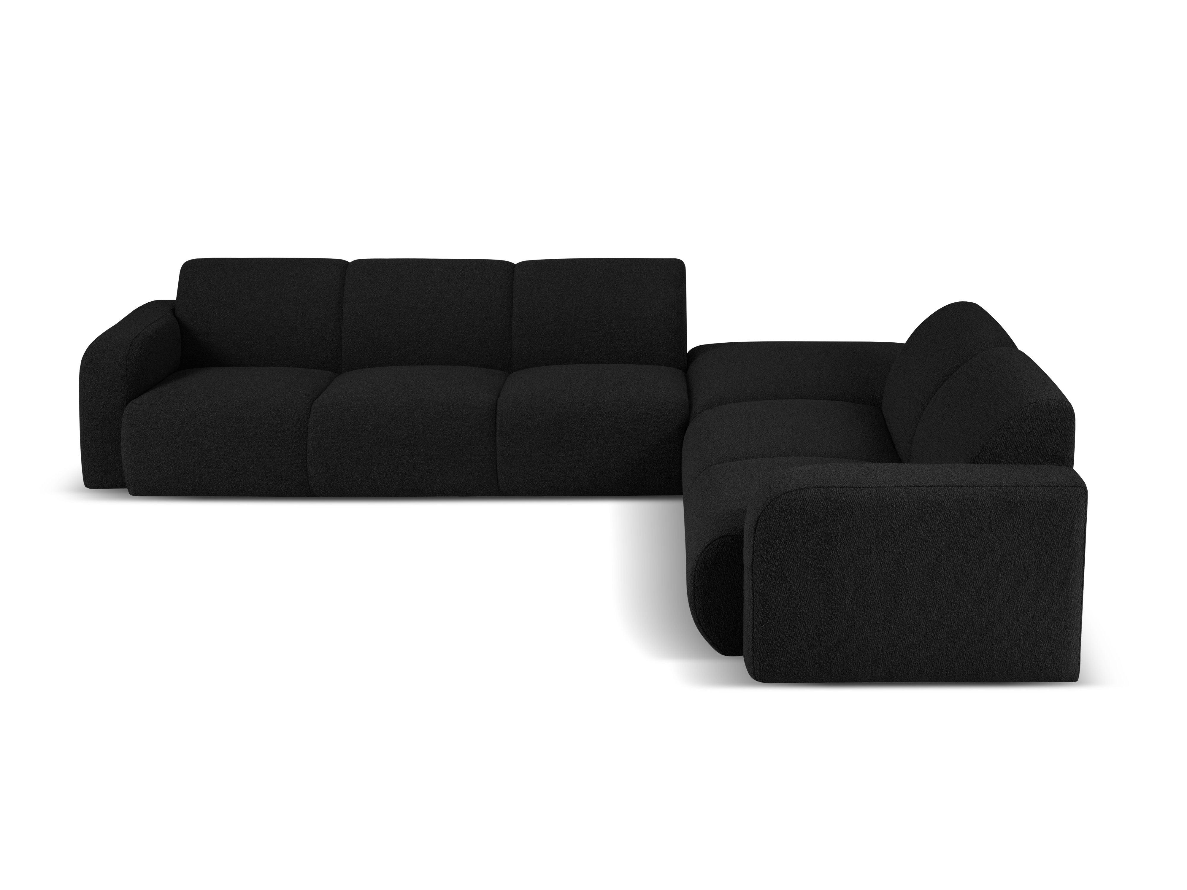 Narożnik prawostronny w tkaninie boucle 6-osobowy LOLA czarny Windsor & Co Eye on Design