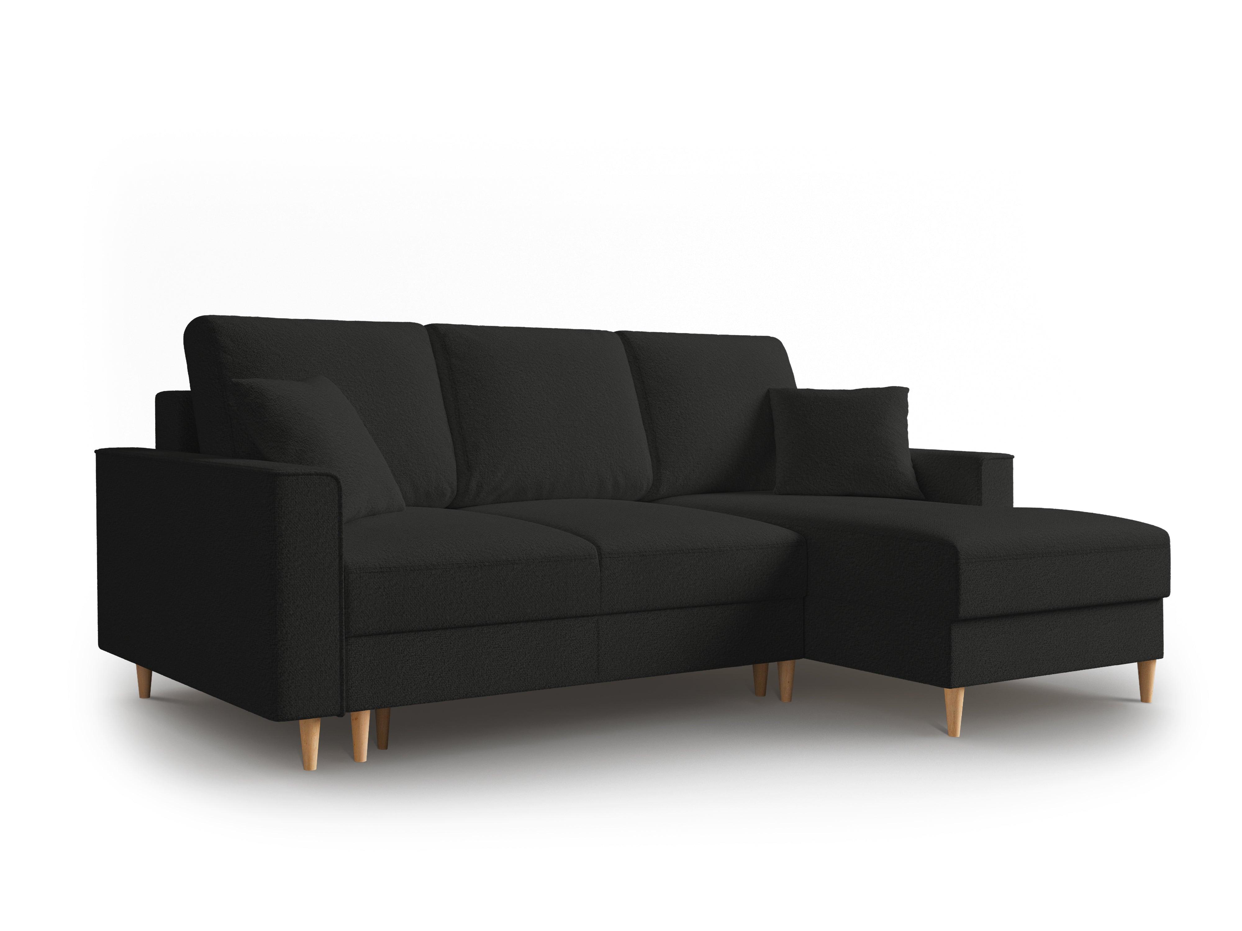 Narożnik prawostronny w tkaninie boucle z funkcją spania CARTADERA czarny Mazzini Sofas Eye on Design