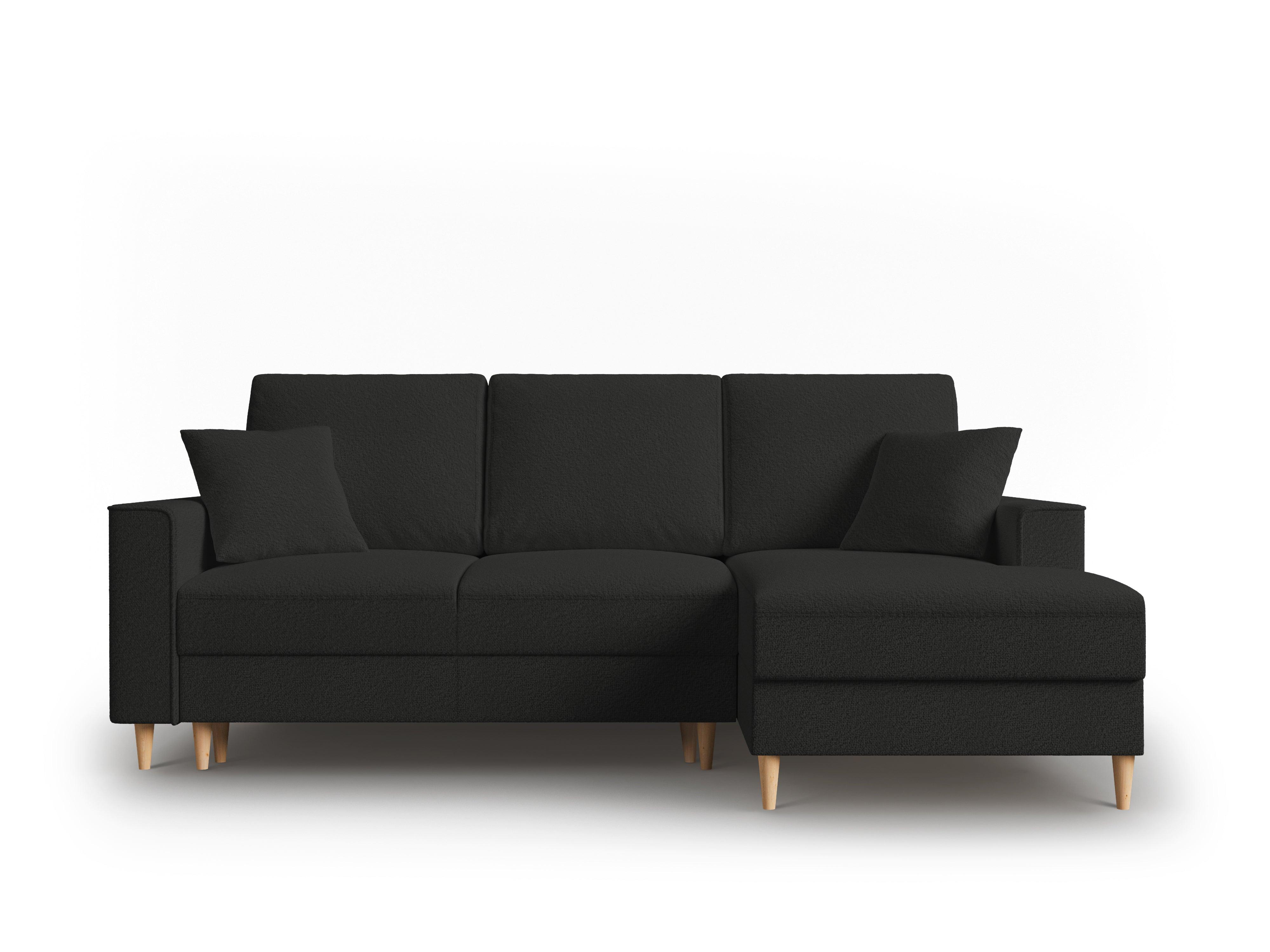 Narożnik prawostronny w tkaninie boucle z funkcją spania CARTADERA czarny Mazzini Sofas Eye on Design