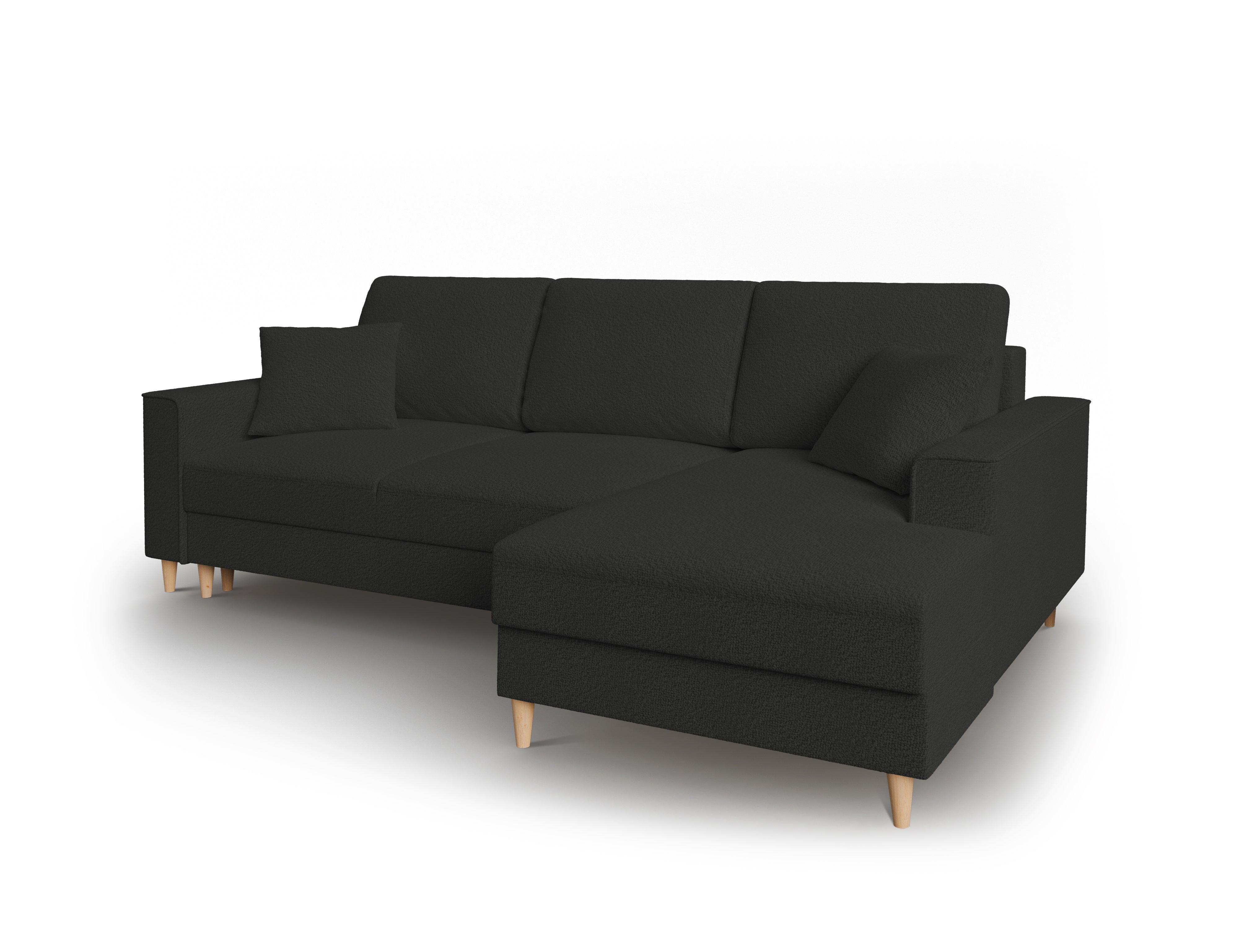Narożnik prawostronny w tkaninie boucle z funkcją spania CARTADERA czarny Mazzini Sofas Eye on Design