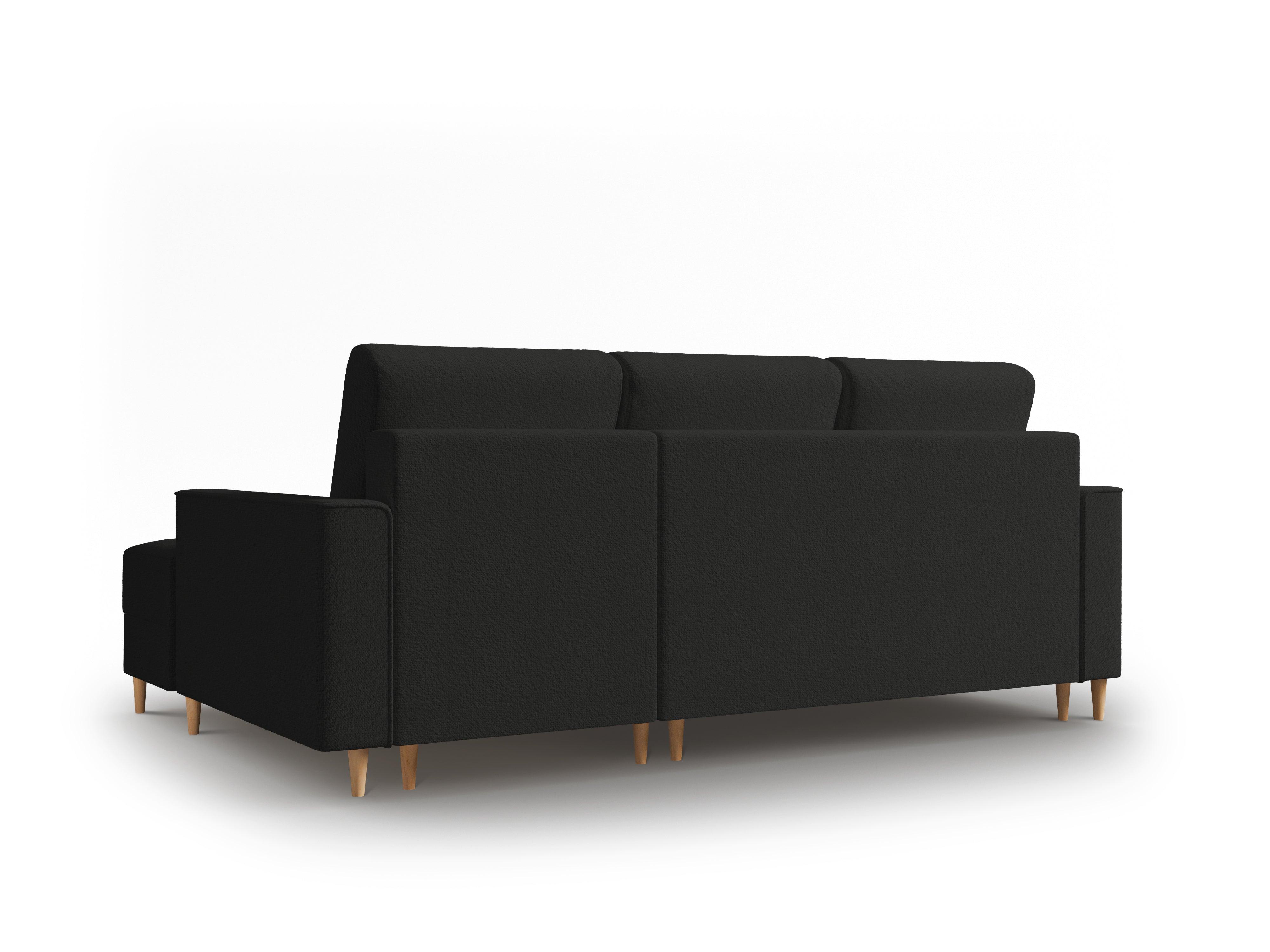 Narożnik prawostronny w tkaninie boucle z funkcją spania CARTADERA czarny Mazzini Sofas Eye on Design