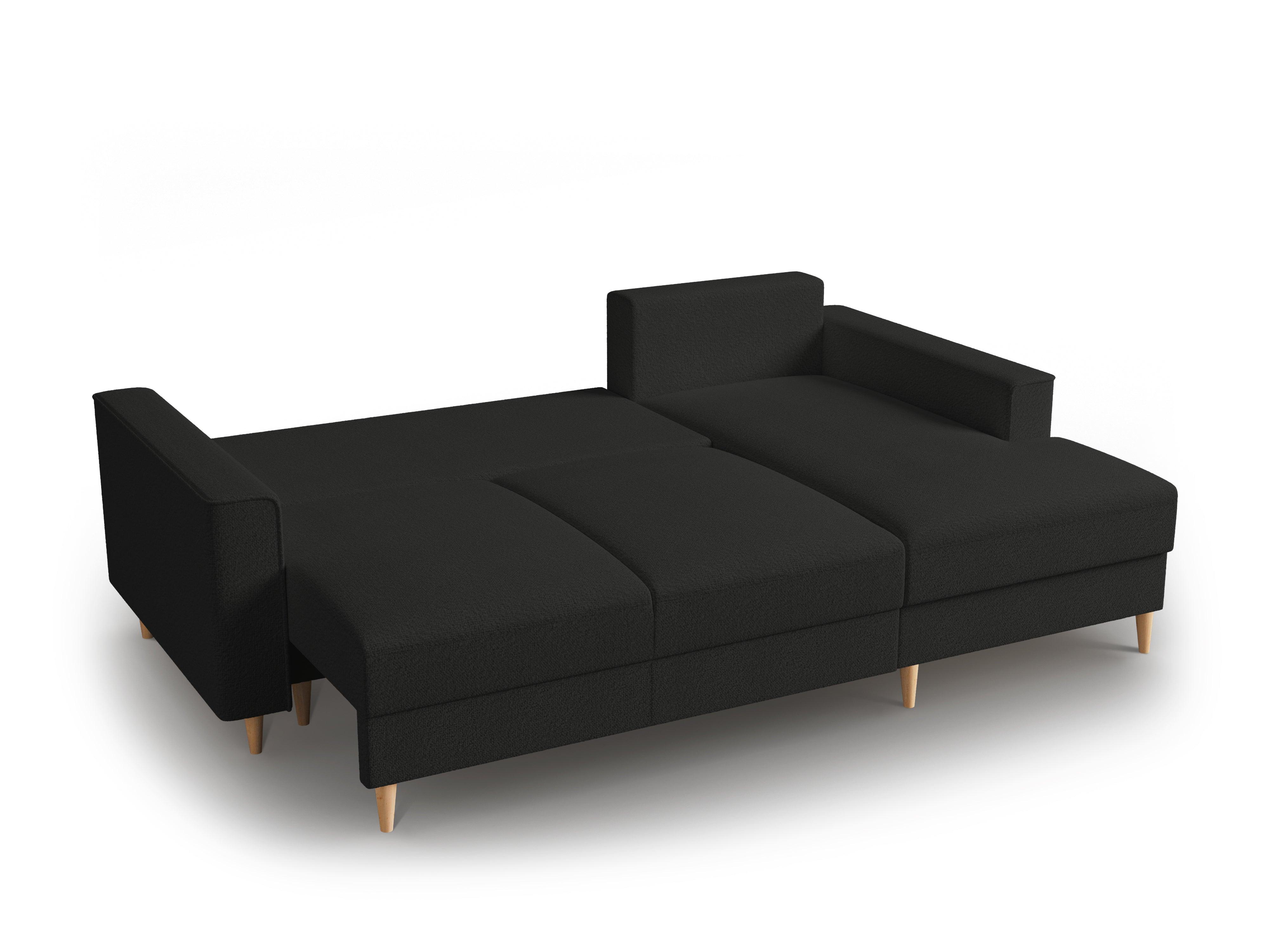 Narożnik prawostronny w tkaninie boucle z funkcją spania CARTADERA czarny Mazzini Sofas Eye on Design