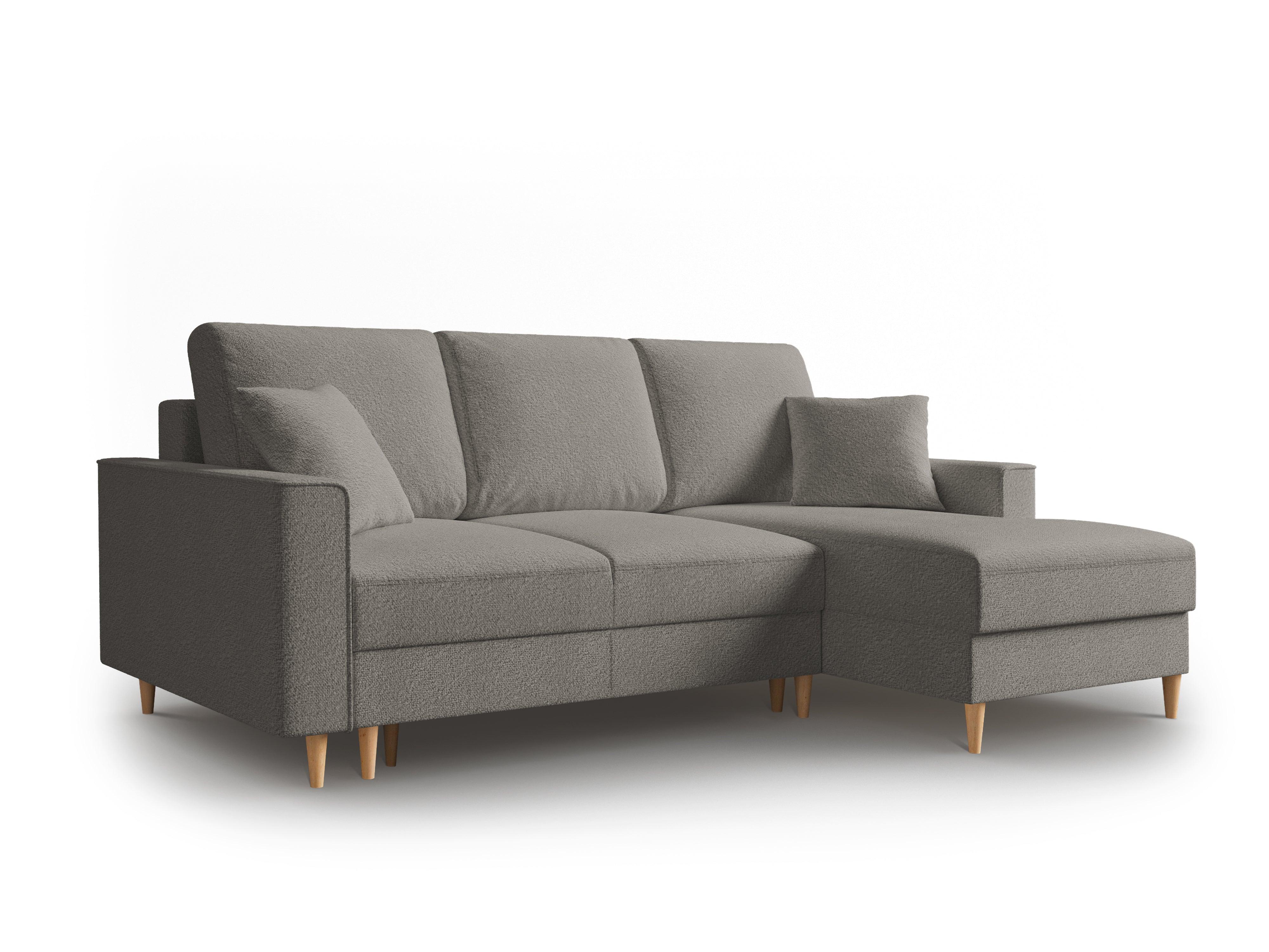 Narożnik prawostronny w tkaninie boucle z funkcją spania CARTADERA szary Mazzini Sofas Eye on Design