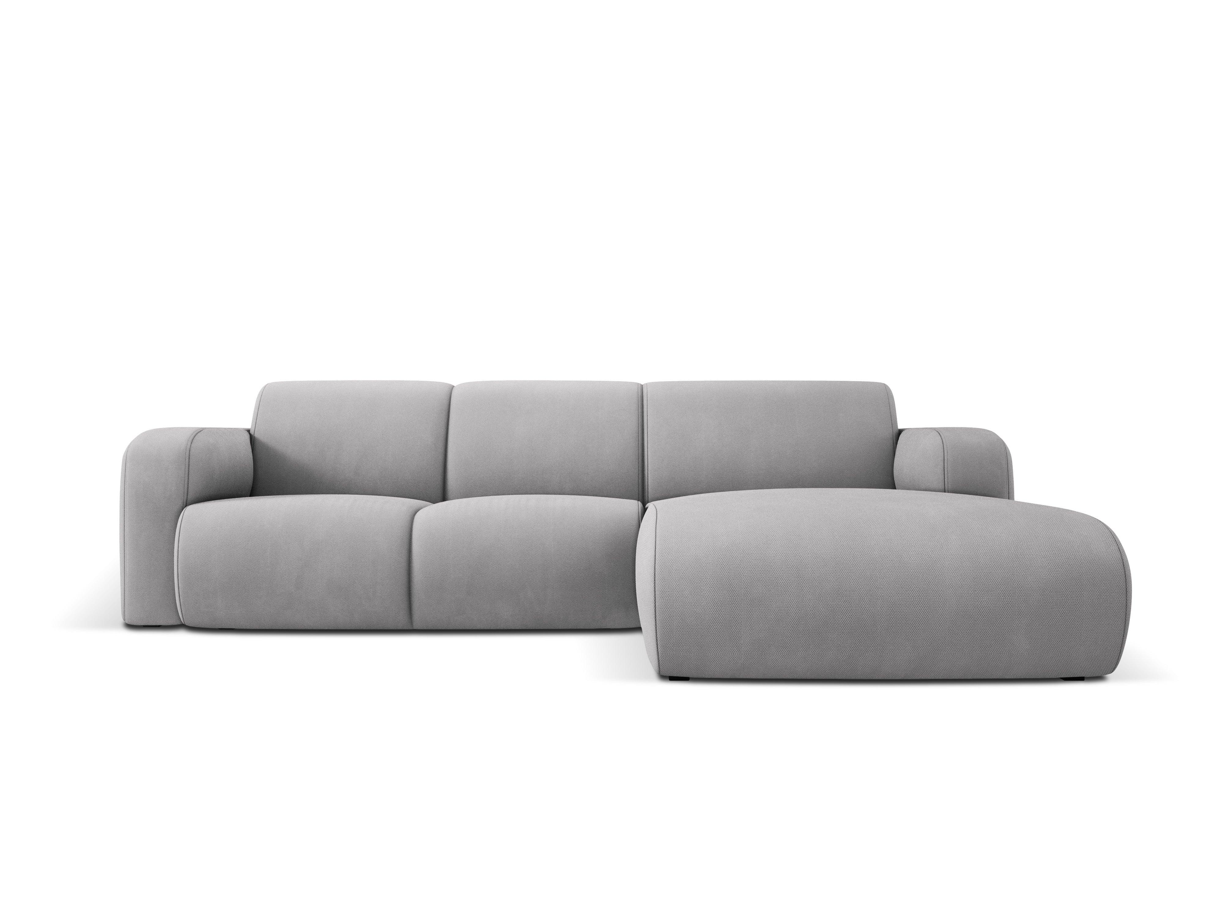 Narożnik prawostronny w tkaninie chenillowej 4-osobowy LOLA jasnoszary Windsor & Co Eye on Design