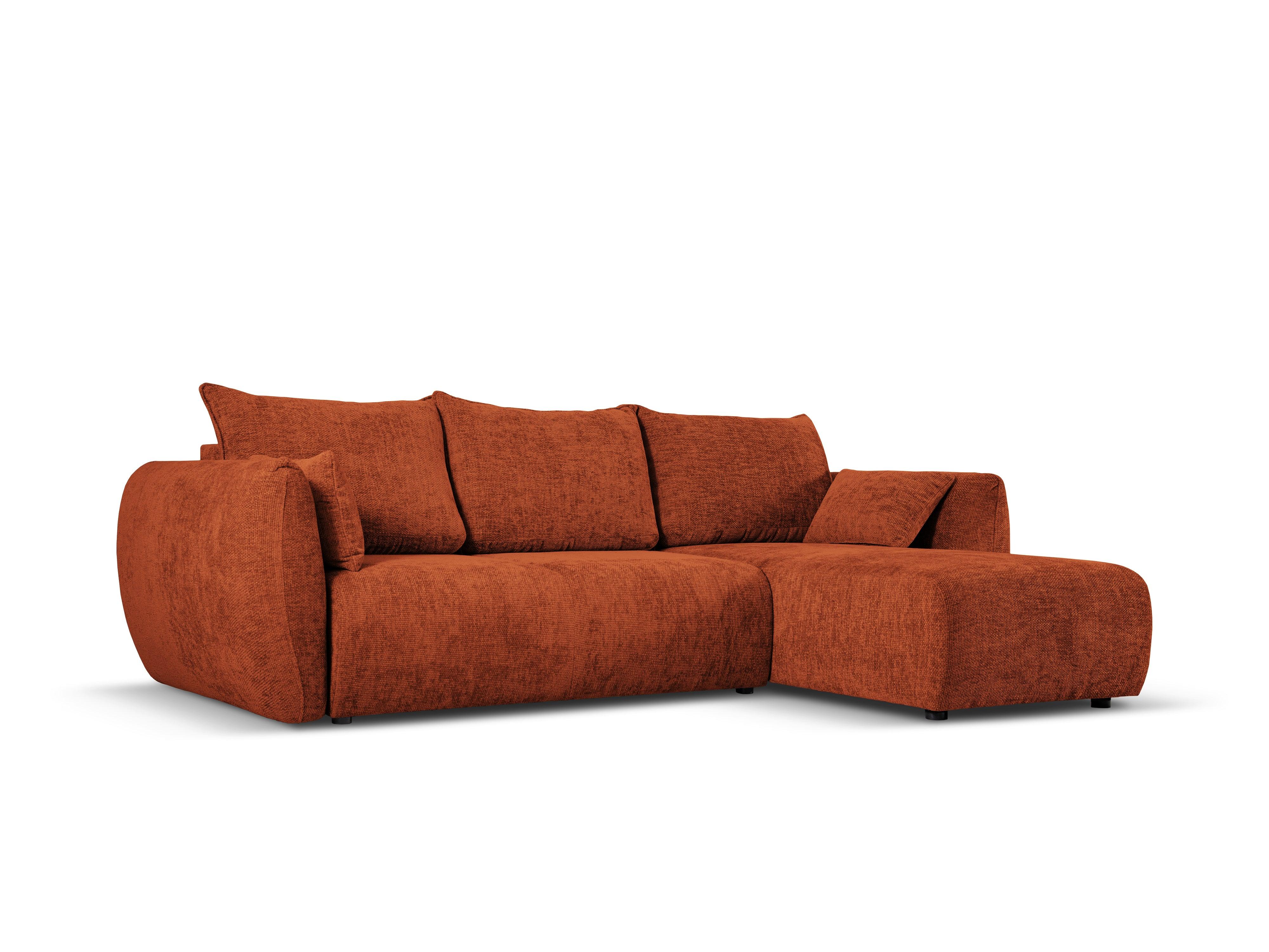 Narożnik prawostronny z funkcją spania MATERA terracotta szenil Cosmopolitan Design Eye on Design