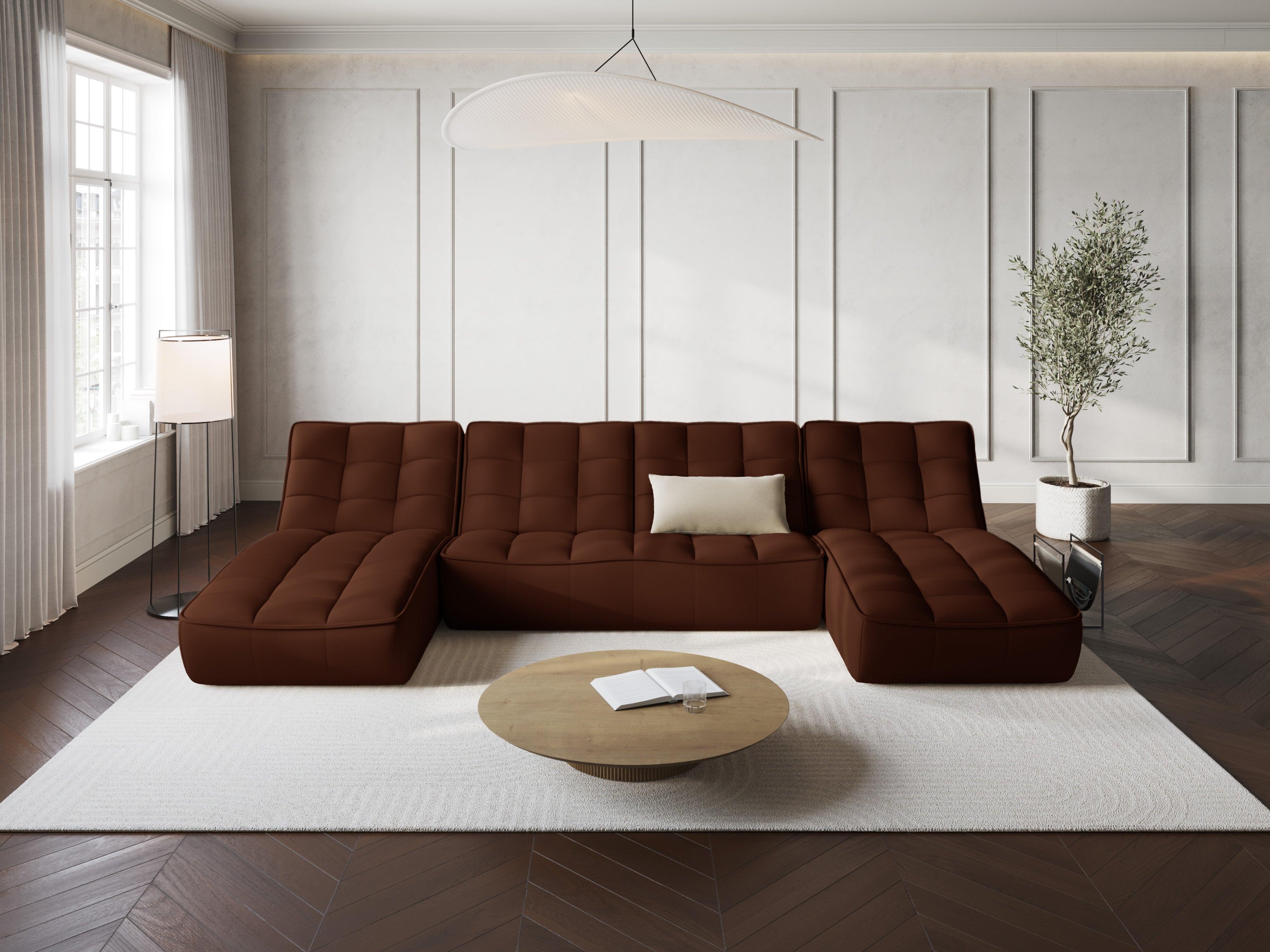 Narożnik skórzany w kształcie U MONI czekoladowy Maison Heritage Eye on Design
