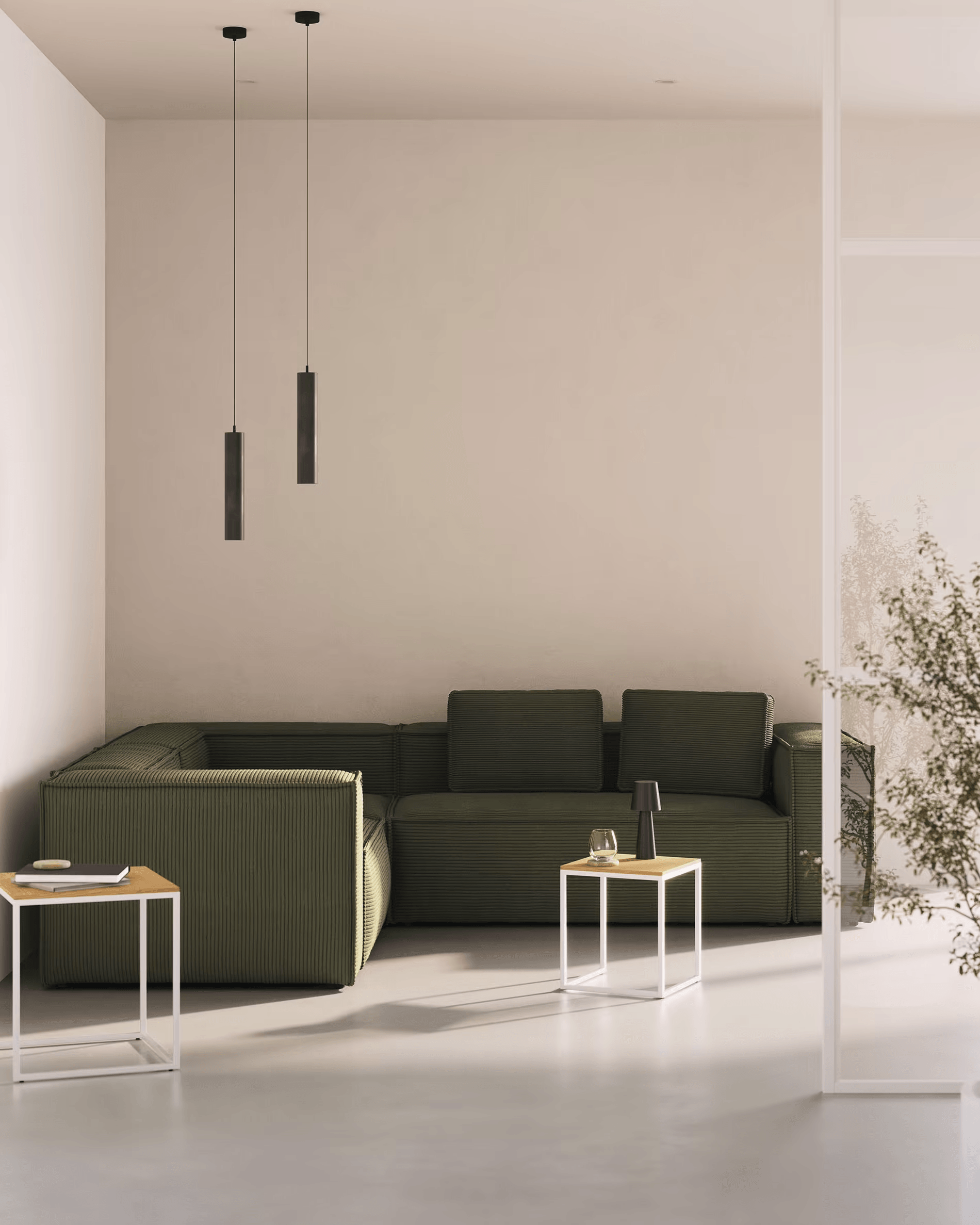 Narożnik symetryczny 4-osobowy BLOK zielony sztruks La Forma Eye on Design