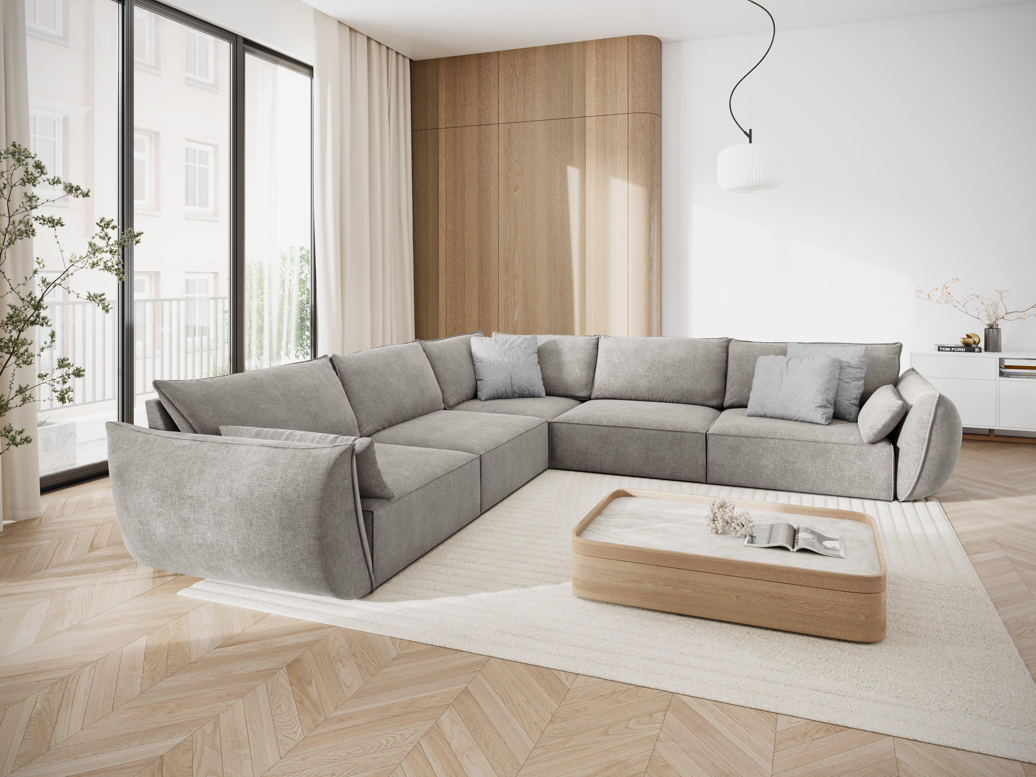 Narożnik symetryczny w tkaninie szenilowej VANDA jasnoszary Mazzini Sofas Eye on Design