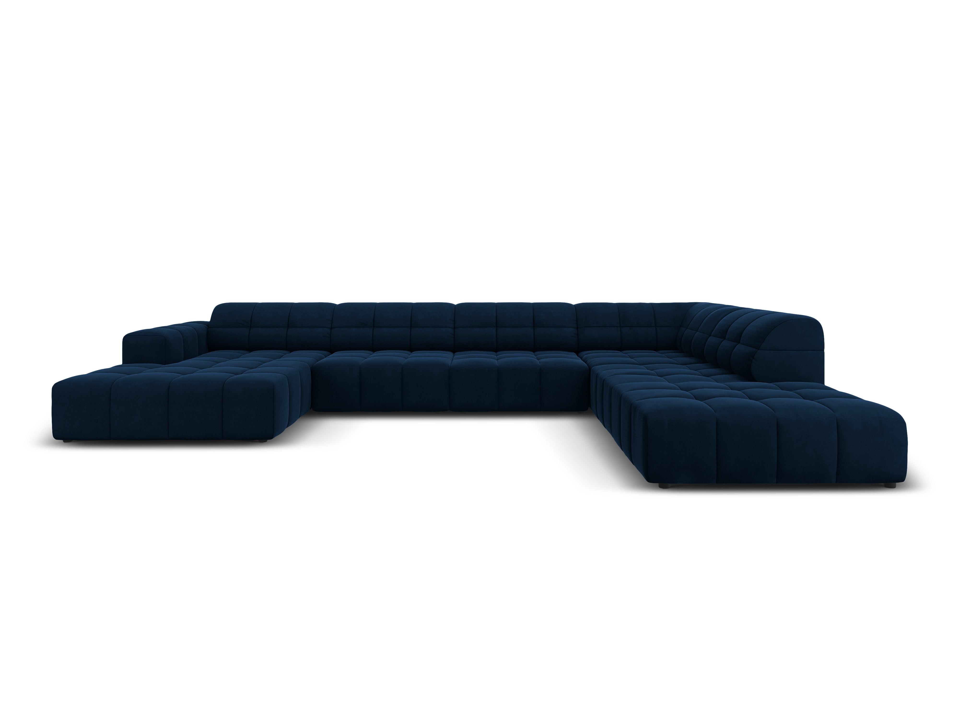 Narożnik w kształcie U aksamitny prawostronny CHICAGO granat królewski Cosmopolitan Design Eye on Design