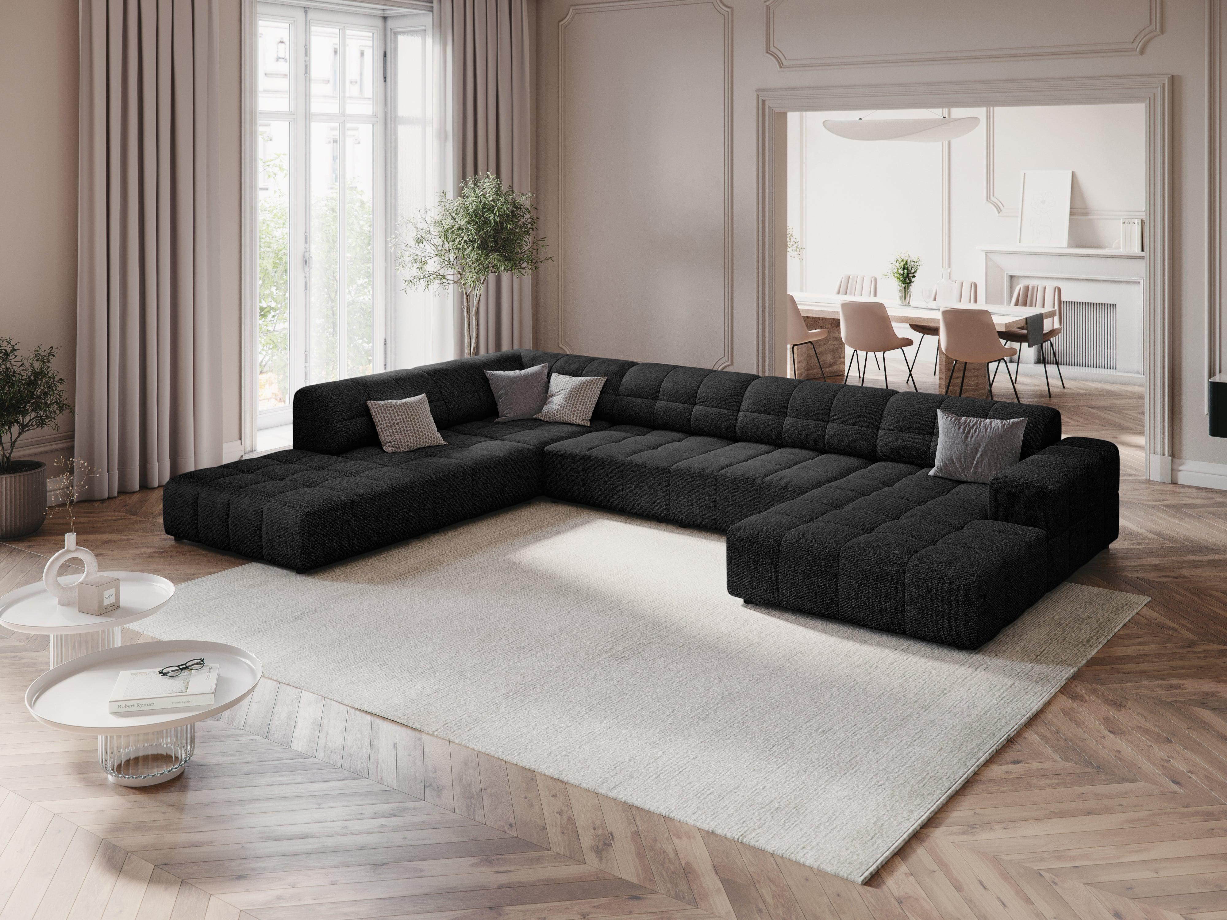 Narożnik w kształcie U lewostronny CHICAGO czarny szenil Cosmopolitan Design Eye on Design