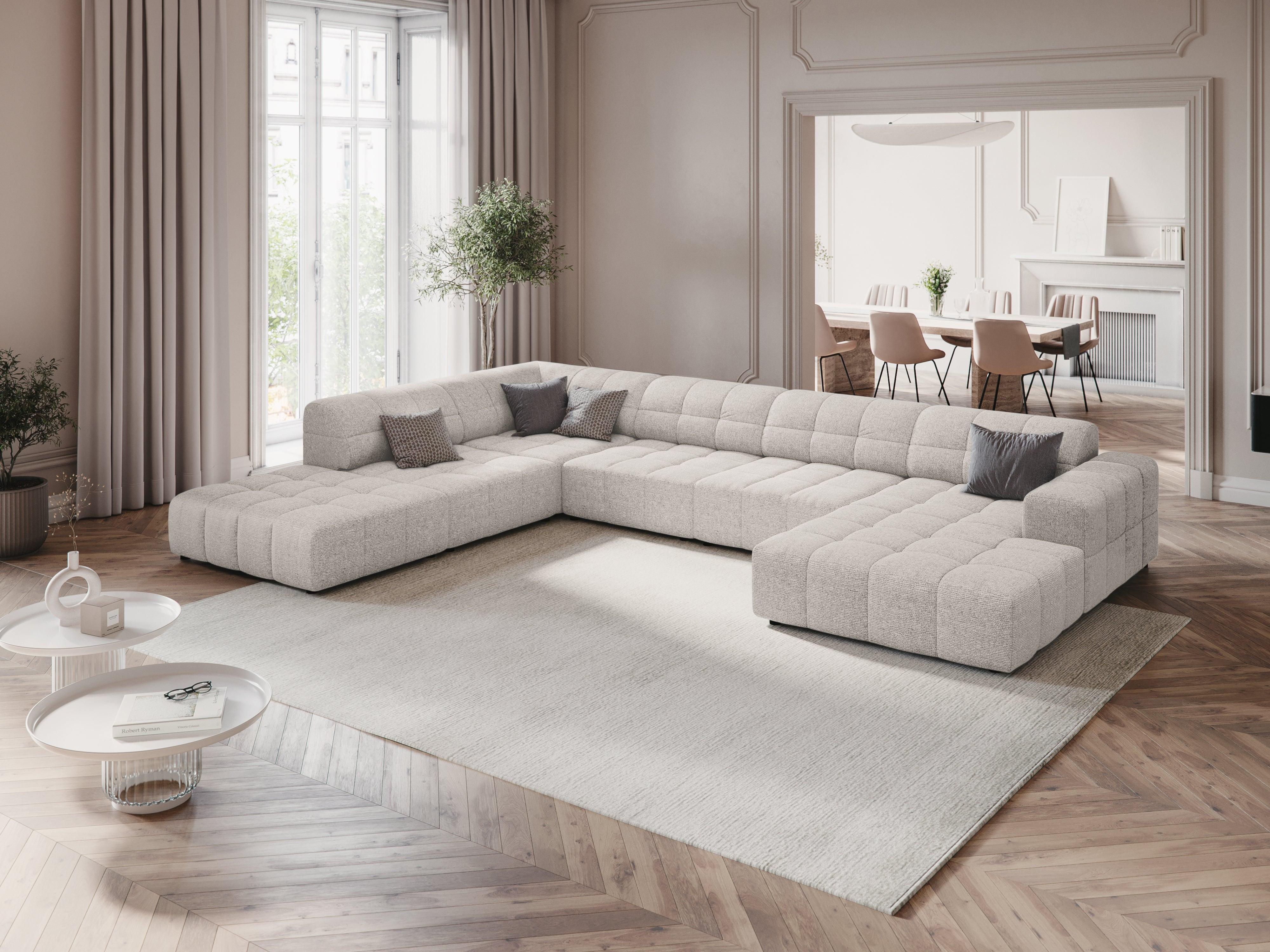 Narożnik w kształcie U lewostronny CHICAGO jasnoszary szenil Cosmopolitan Design Eye on Design
