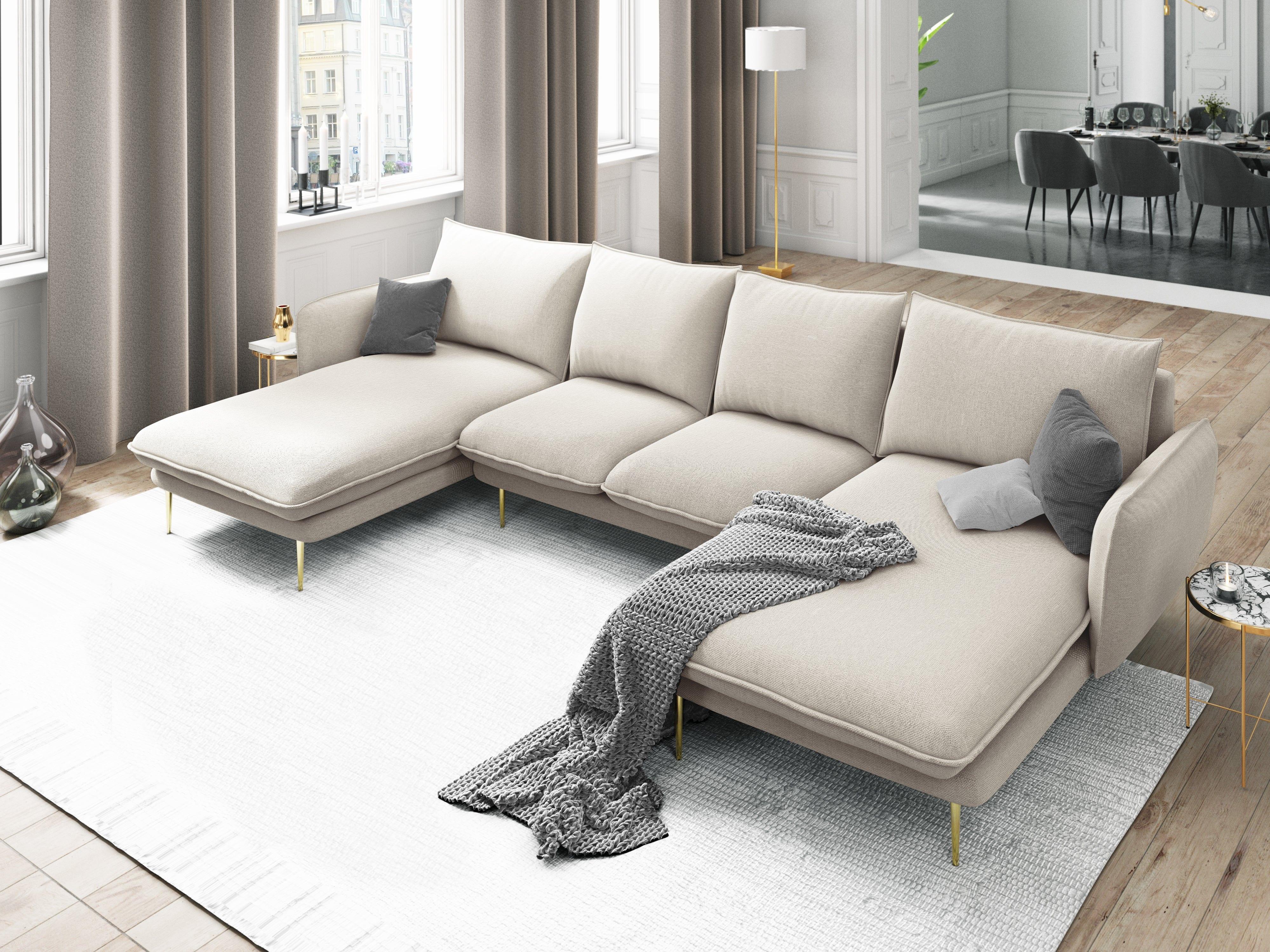 Narożnik w kształcie U VIENNA piaskowy ze złotą podstawą Cosmopolitan Design Eye on Design