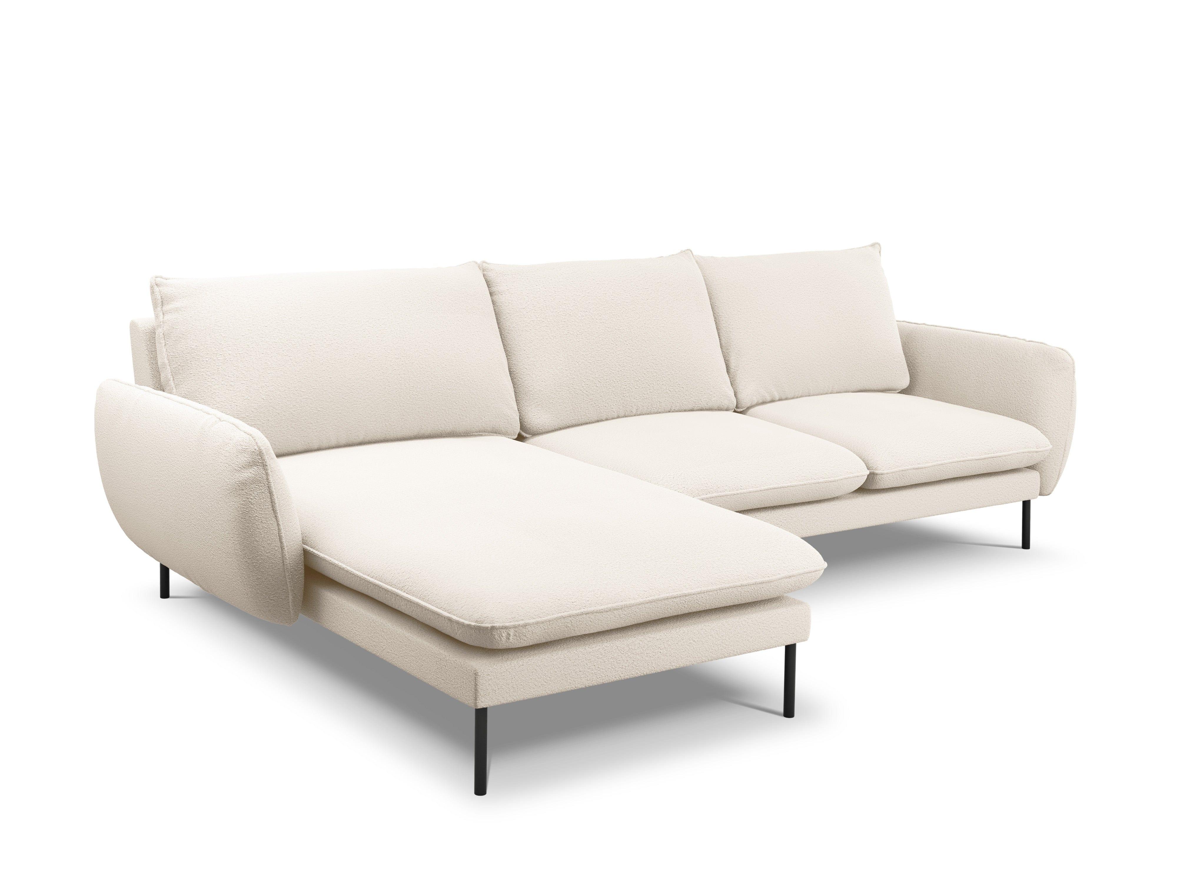 Narożnik w tkaninie boucle lewostronny VIENNA beżowy z czarną podstawą Cosmopolitan Design Eye on Design