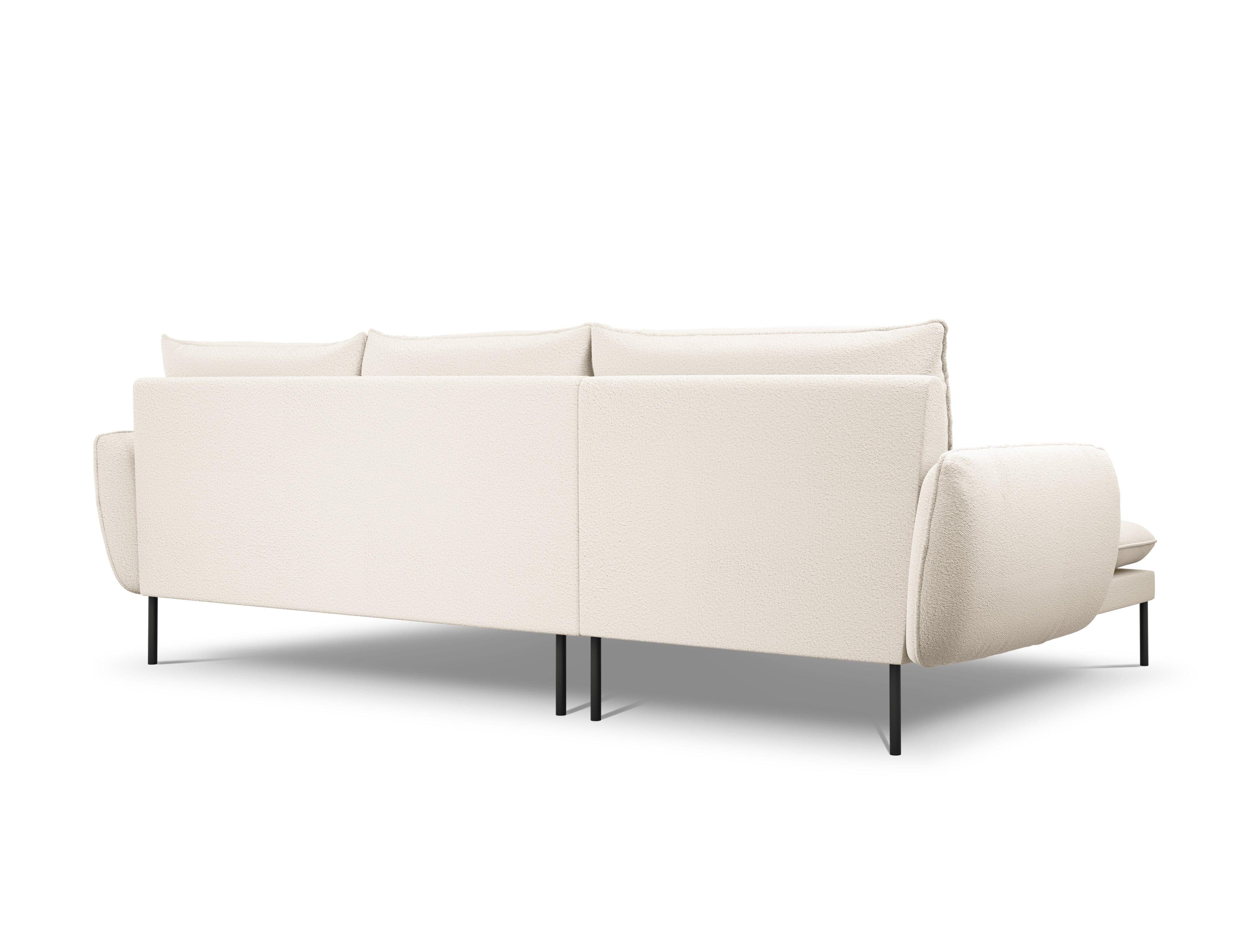 Narożnik w tkaninie boucle lewostronny VIENNA beżowy z czarną podstawą Cosmopolitan Design Eye on Design