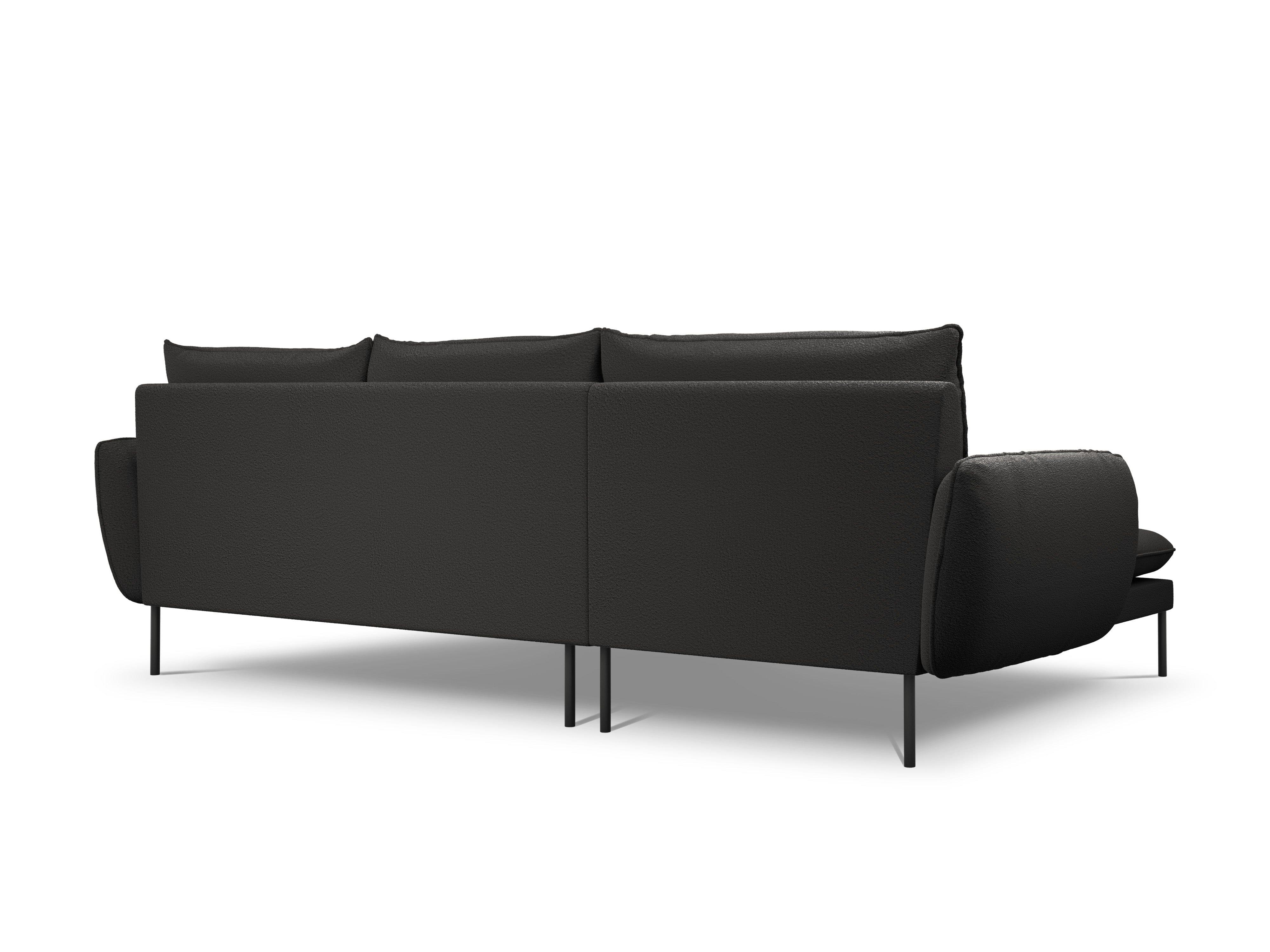 Narożnik w tkaninie boucle lewostronny VIENNA czarny z czarną podstawą Cosmopolitan Design Eye on Design