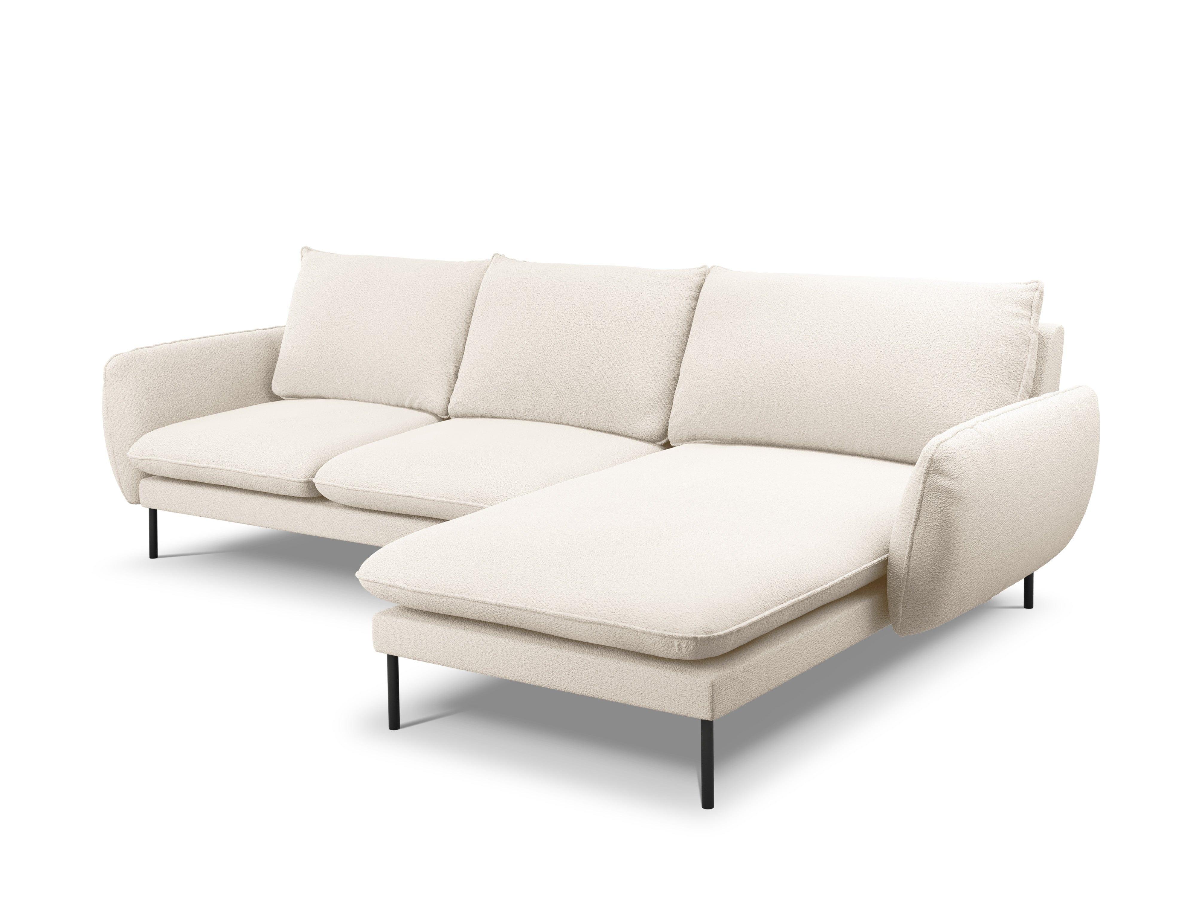 Narożnik w tkaninie boucle prawostronny VIENNA beżowy z czarną podstawą Cosmopolitan Design Eye on Design