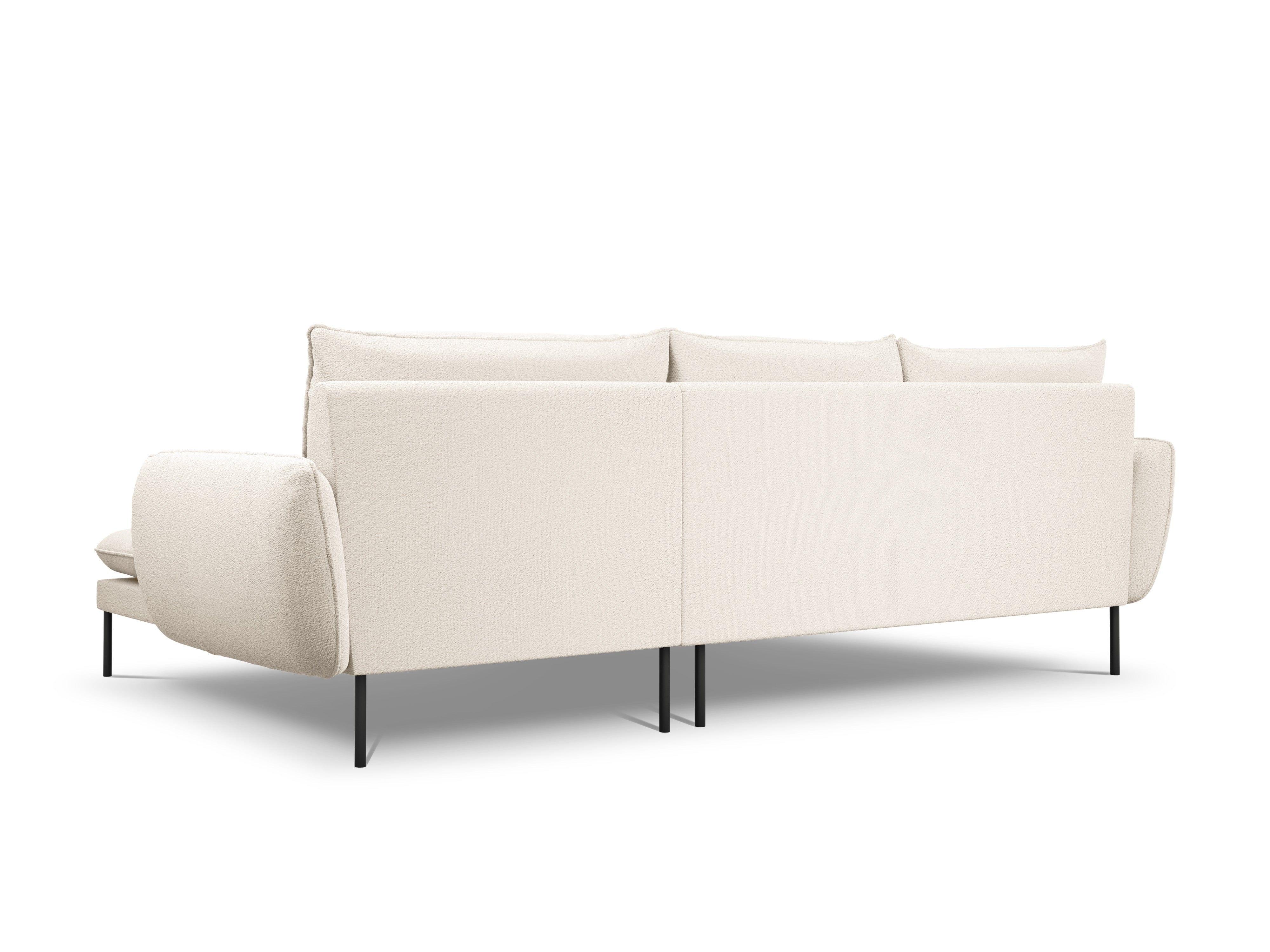 Narożnik w tkaninie boucle prawostronny VIENNA beżowy z czarną podstawą Cosmopolitan Design Eye on Design