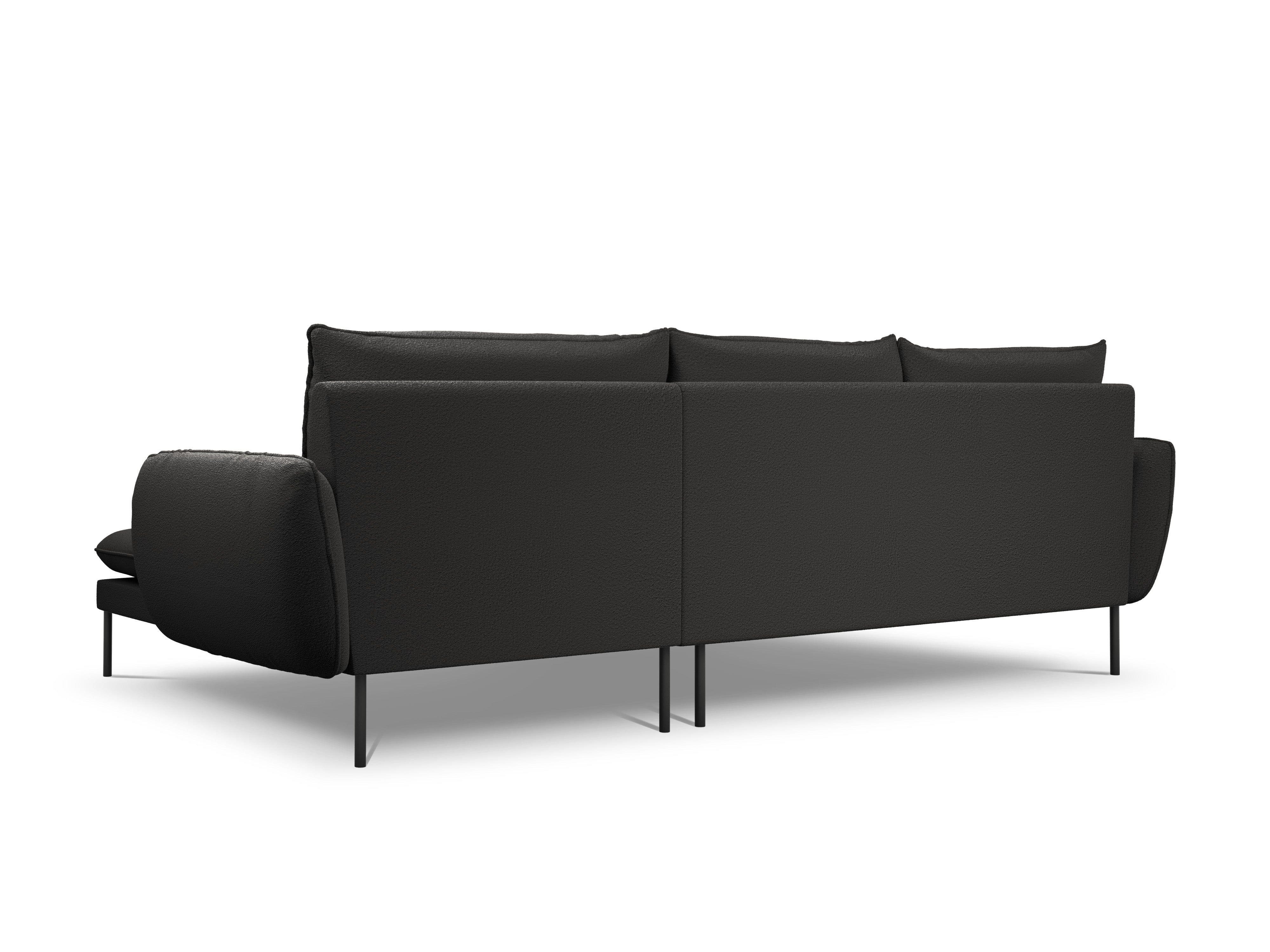 Narożnik w tkaninie boucle prawostronny VIENNA czarny z czarną podstawą Cosmopolitan Design Eye on Design