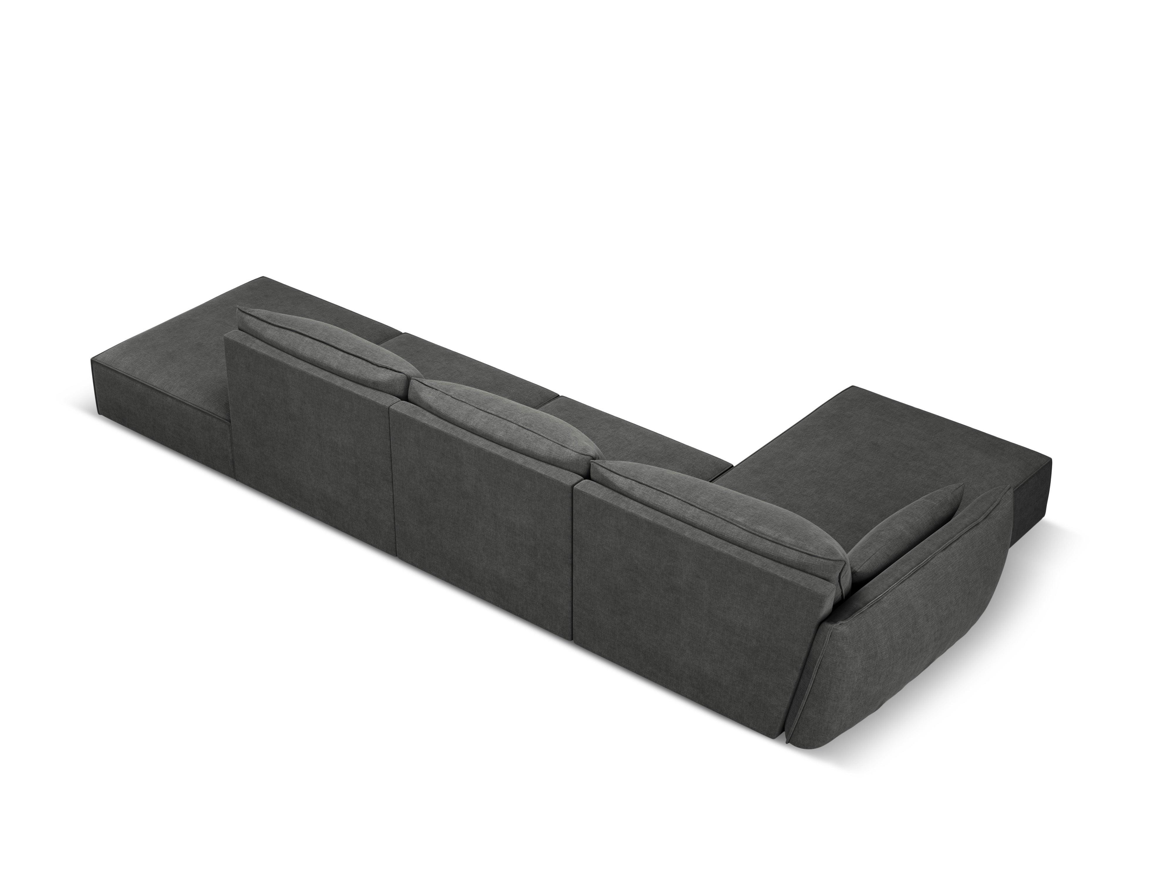 Narożnik w tkaninie szenilowej lewostronny otwarty VANDA ciemnoszary Mazzini Sofas Eye on Design