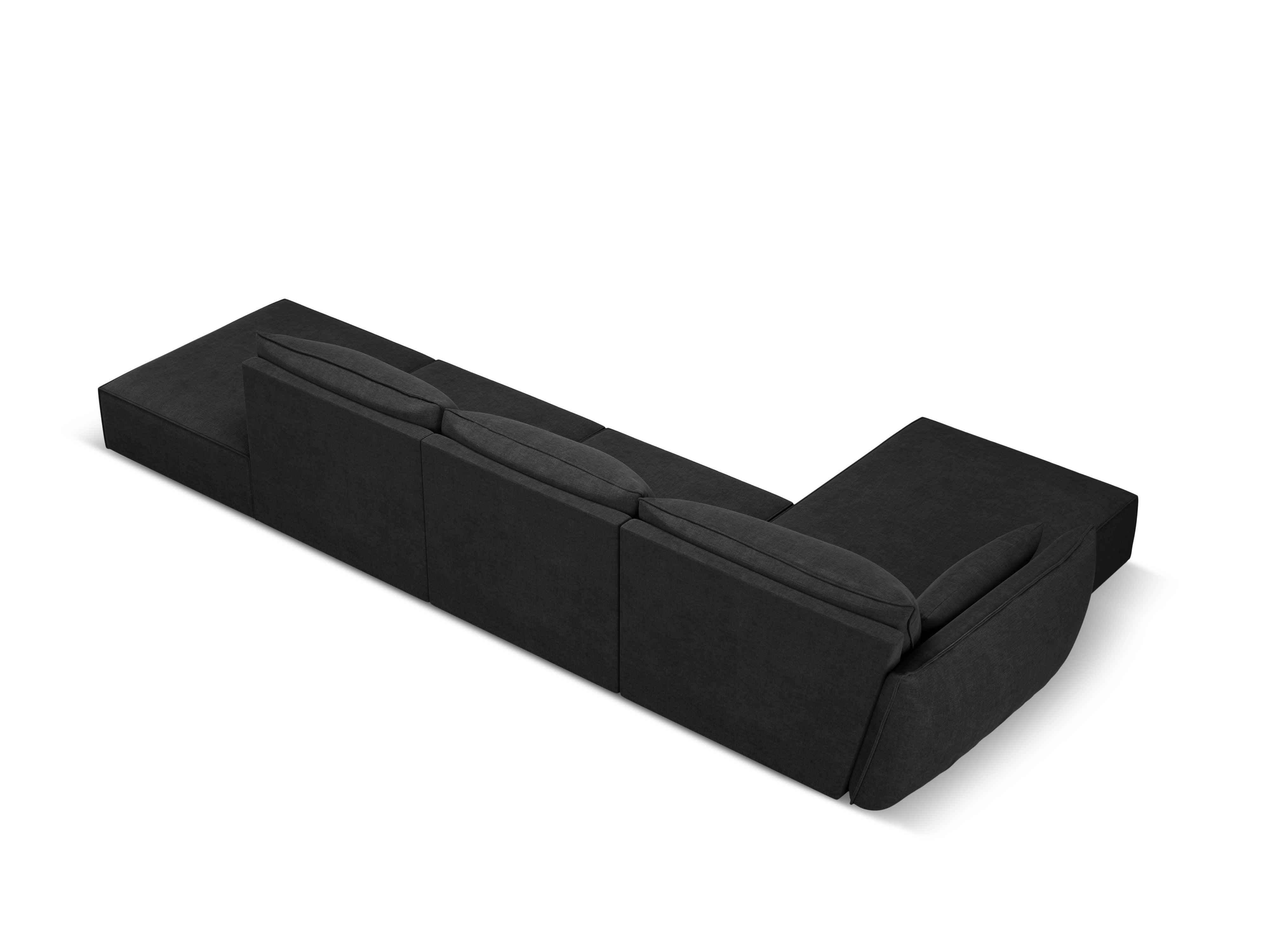 Narożnik w tkaninie szenilowej lewostronny otwarty VANDA czarny Mazzini Sofas Eye on Design