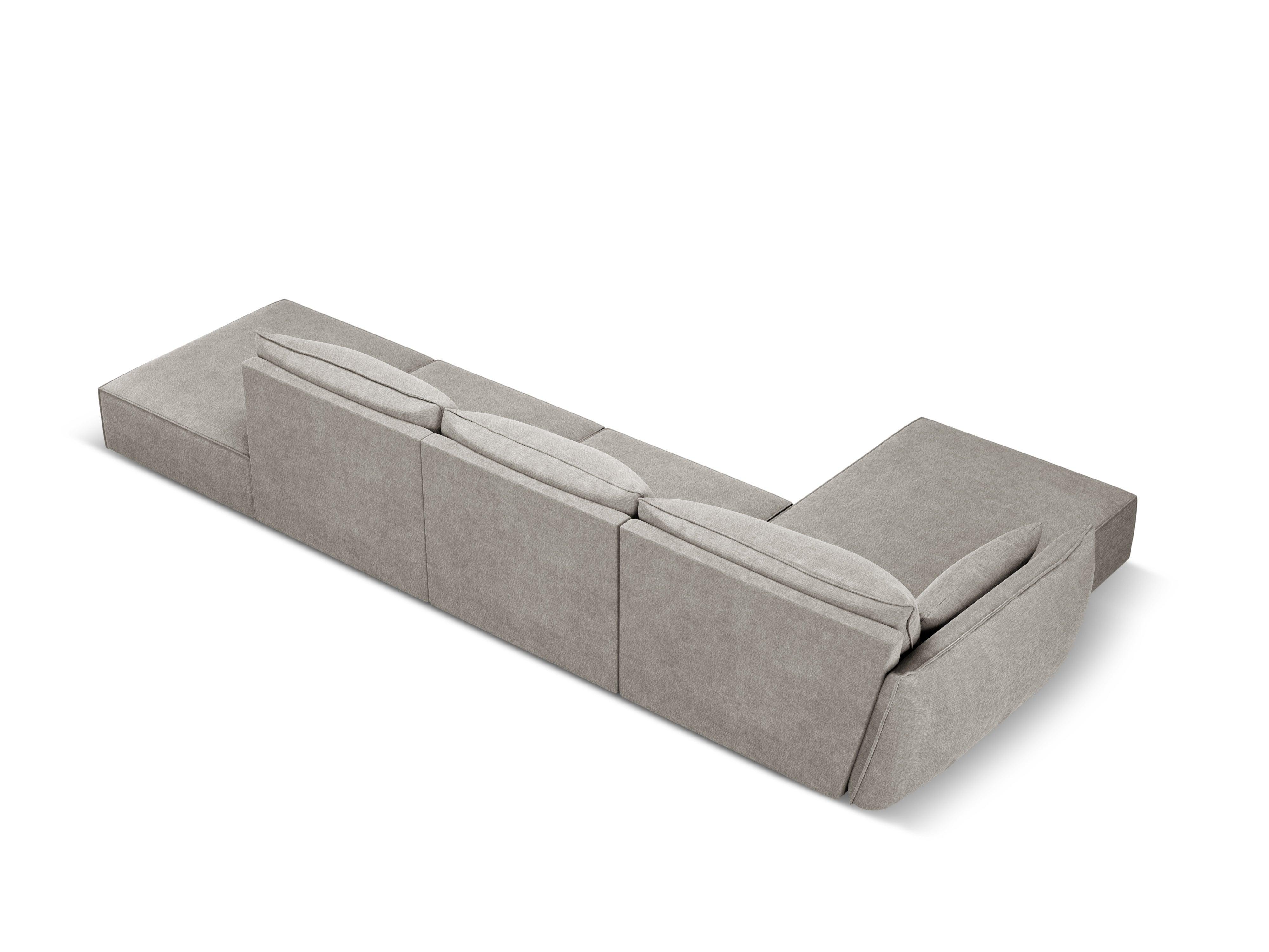 Narożnik w tkaninie szenilowej lewostronny otwarty VANDA jasnoszary Mazzini Sofas Eye on Design
