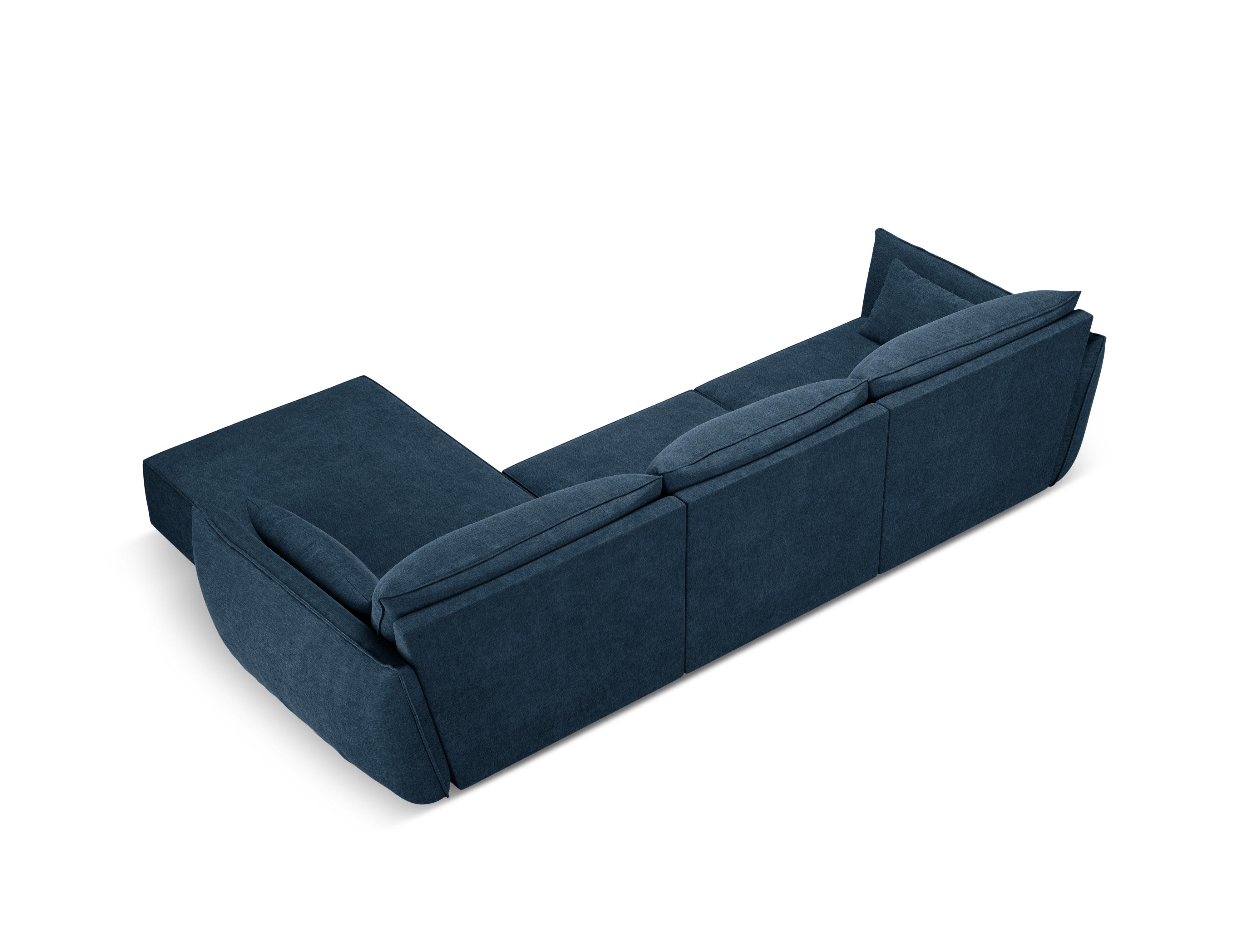 Narożnik w tkaninie szenilowej prawostronny 4-osobowy VANDA granat królewski Mazzini Sofas Eye on Design