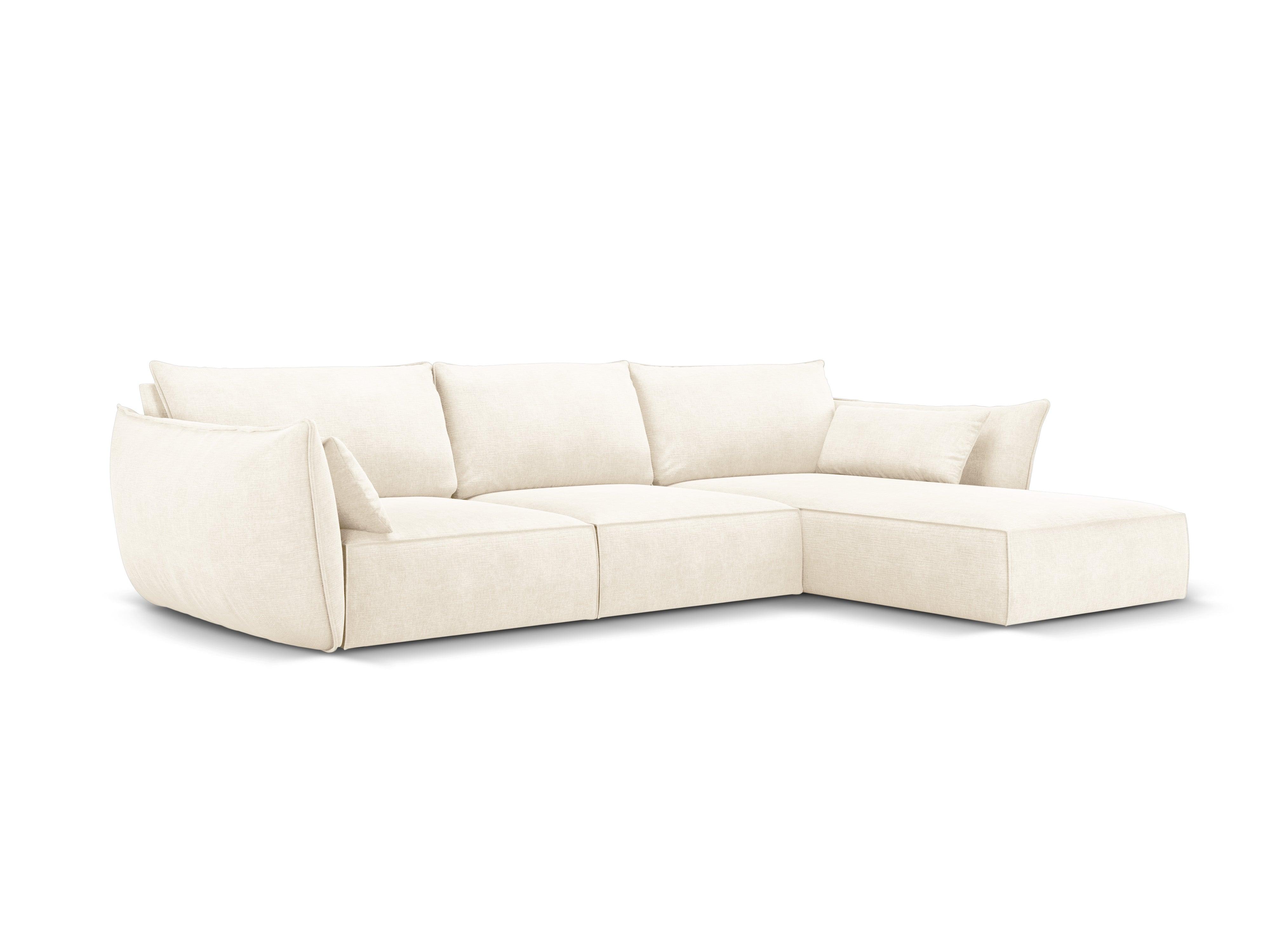 Narożnik w tkaninie szenilowej prawostronny 4-osobowy VANDA jasnobeżowy Mazzini Sofas Eye on Design