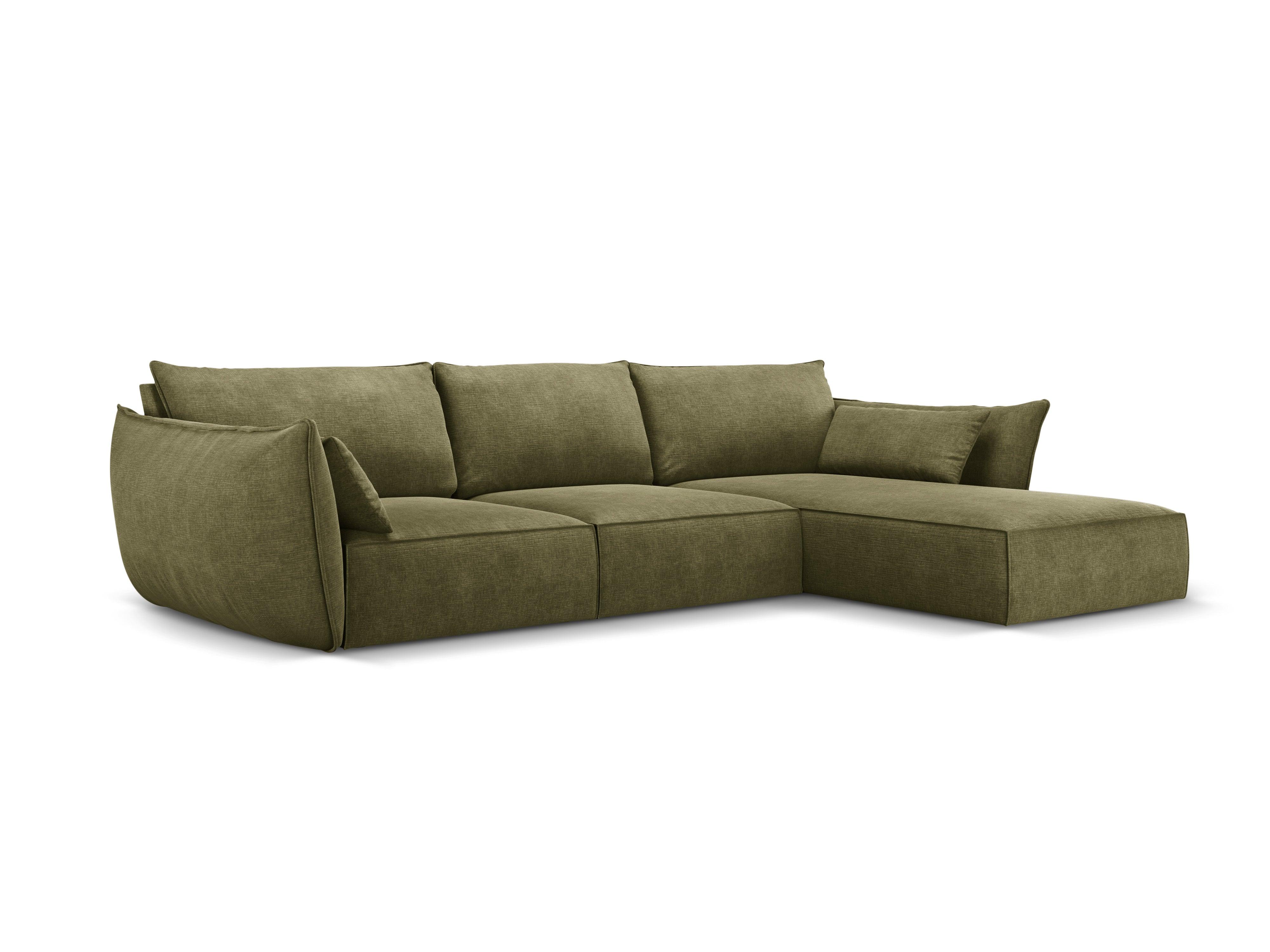 Narożnik w tkaninie szenilowej prawostronny 4-osobowy VANDA zielony Mazzini Sofas Eye on Design