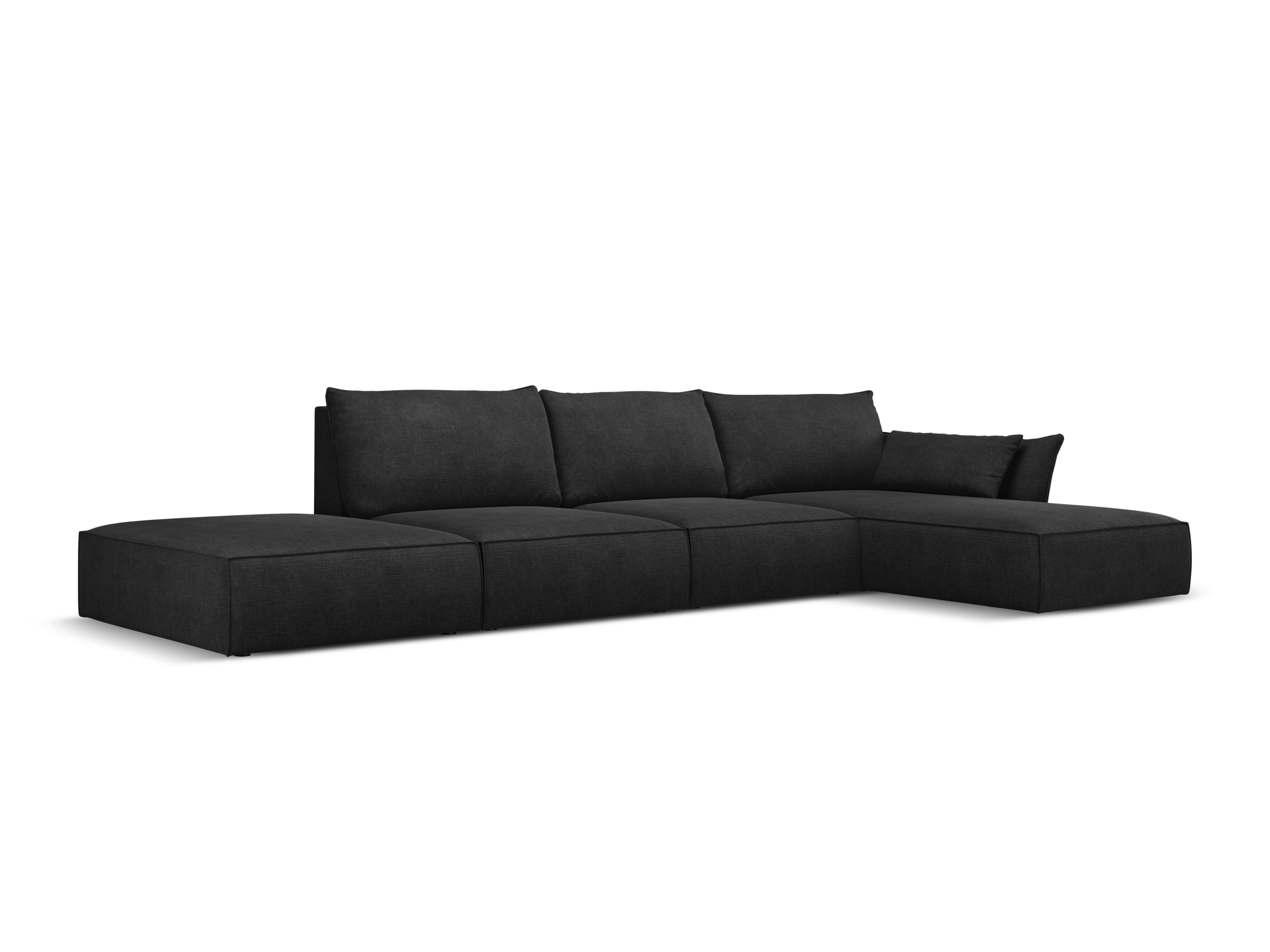 Narożnik w tkaninie szenilowej prawostronny otwarty VANDA czarny Mazzini Sofas Eye on Design