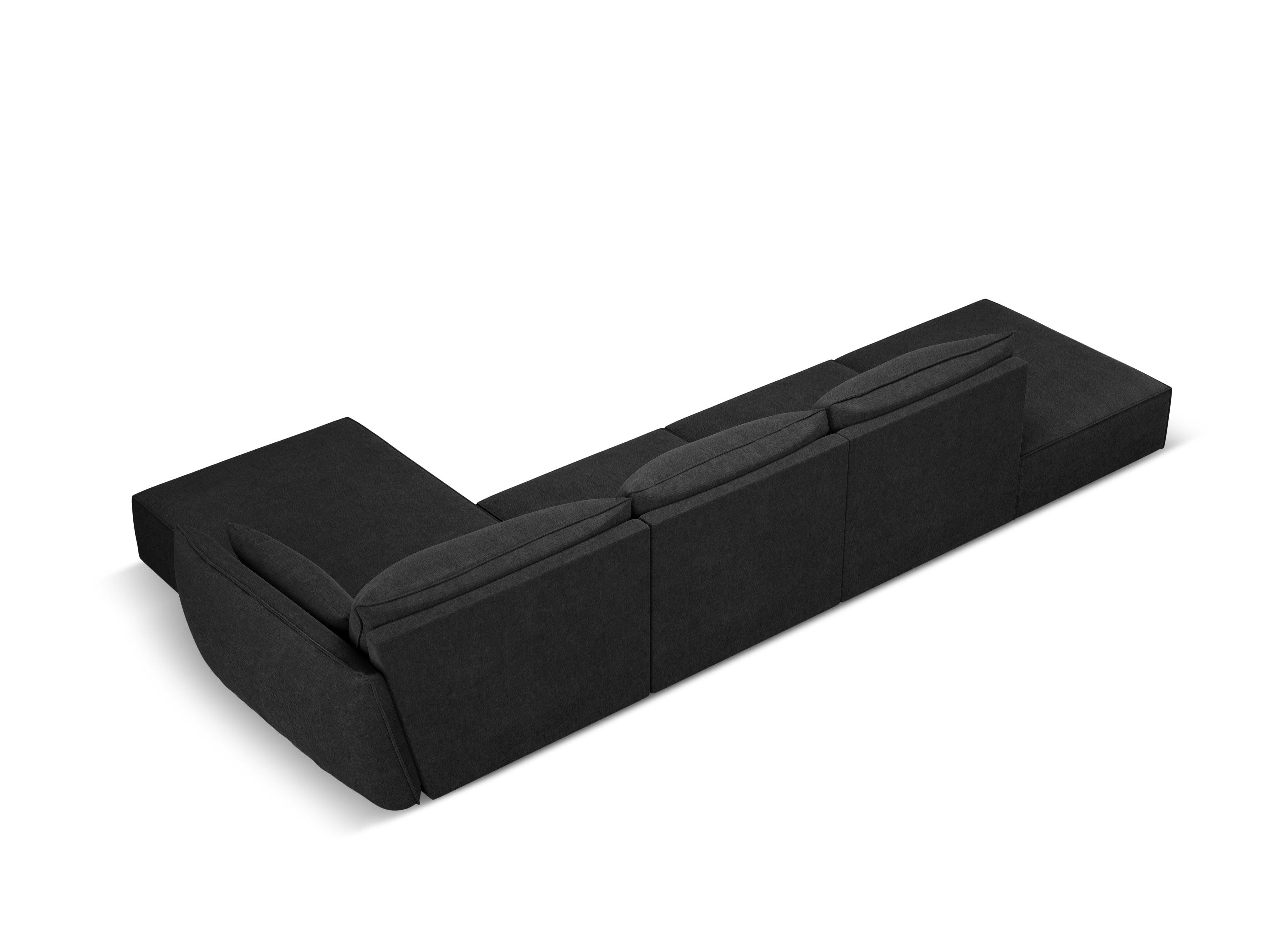 Narożnik w tkaninie szenilowej prawostronny otwarty VANDA czarny Mazzini Sofas Eye on Design