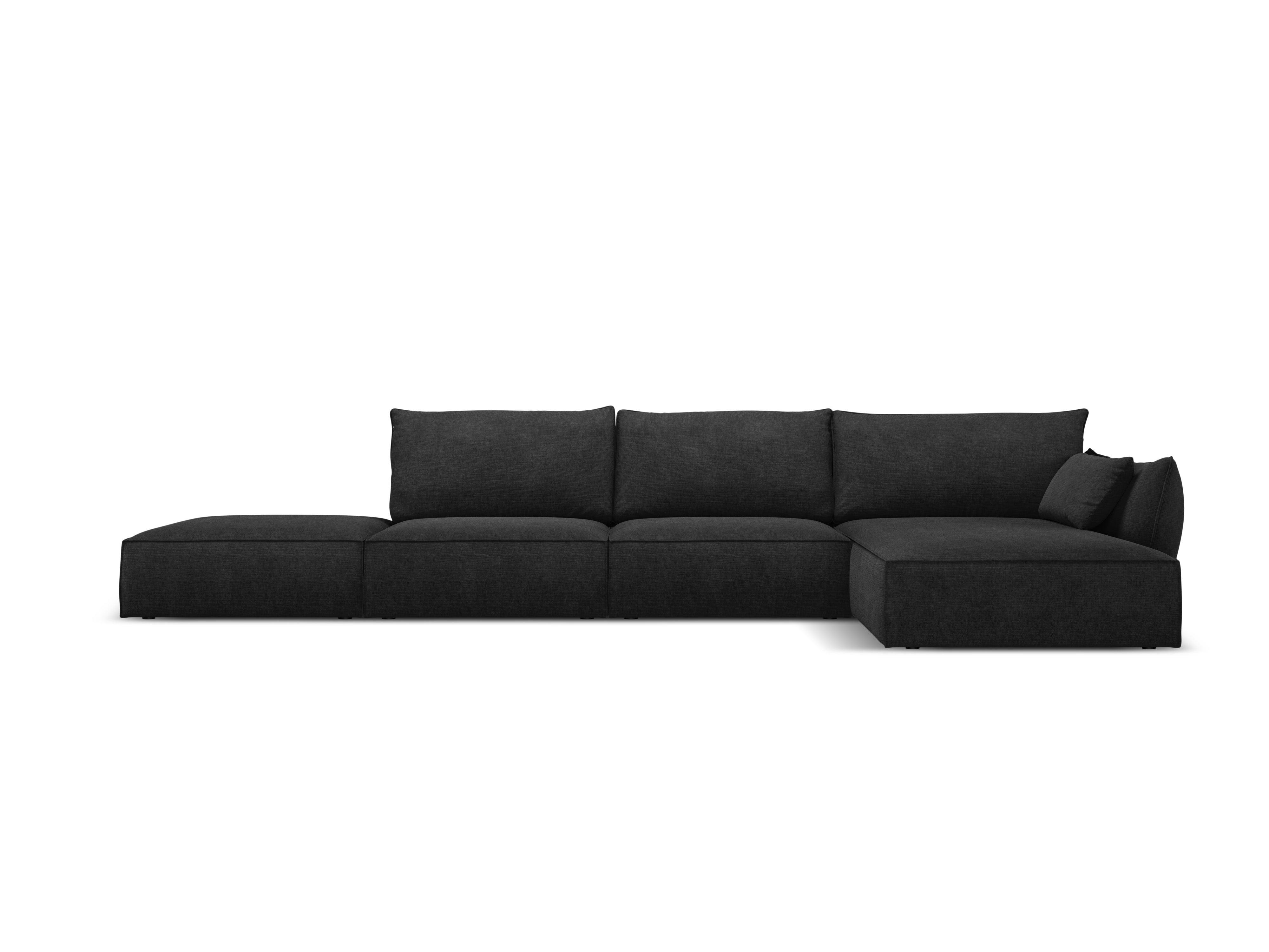 Narożnik w tkaninie szenilowej prawostronny otwarty VANDA czarny Mazzini Sofas Eye on Design