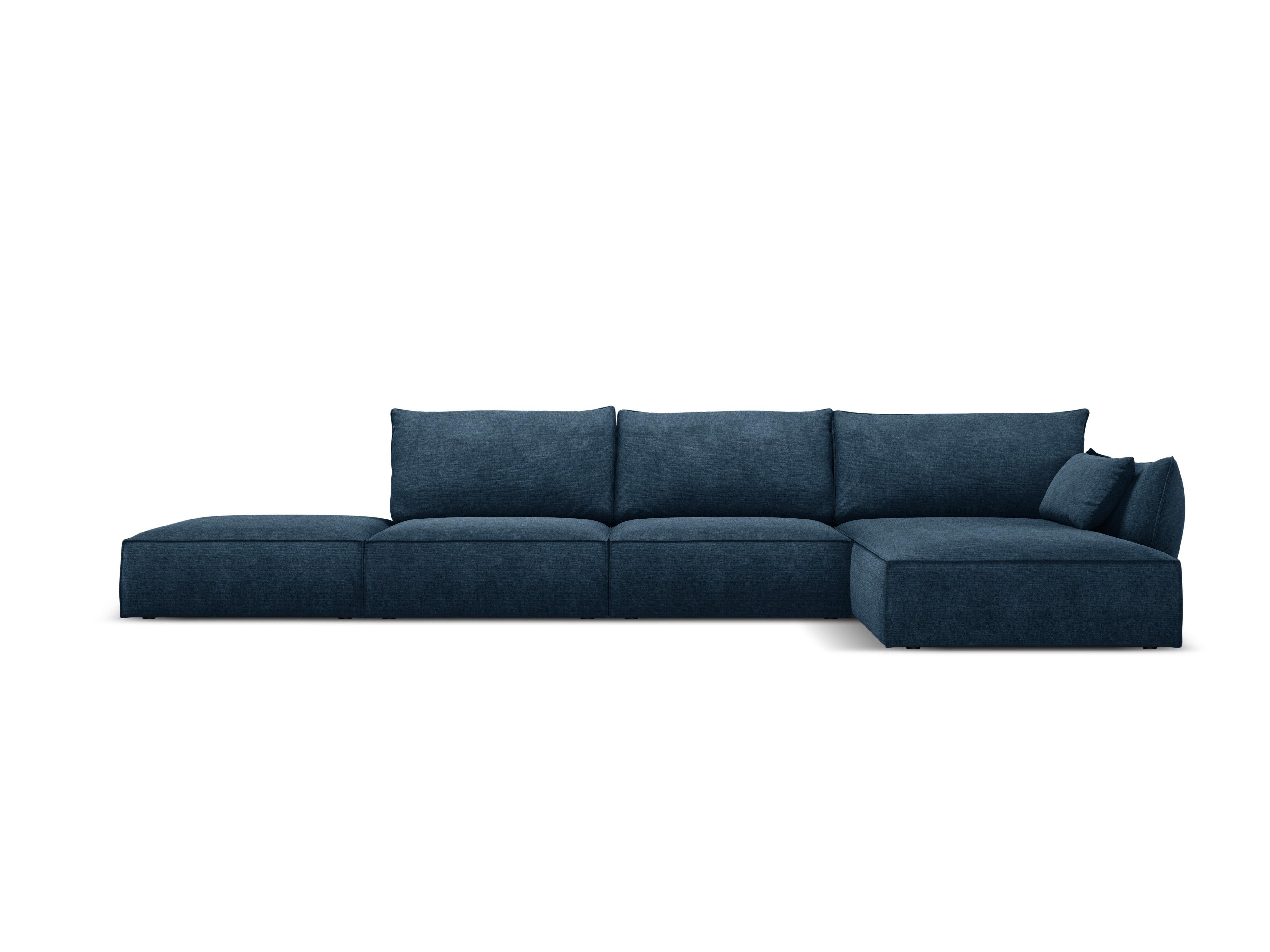 Narożnik w tkaninie szenilowej prawostronny otwarty VANDA granat królewski Mazzini Sofas Eye on Design