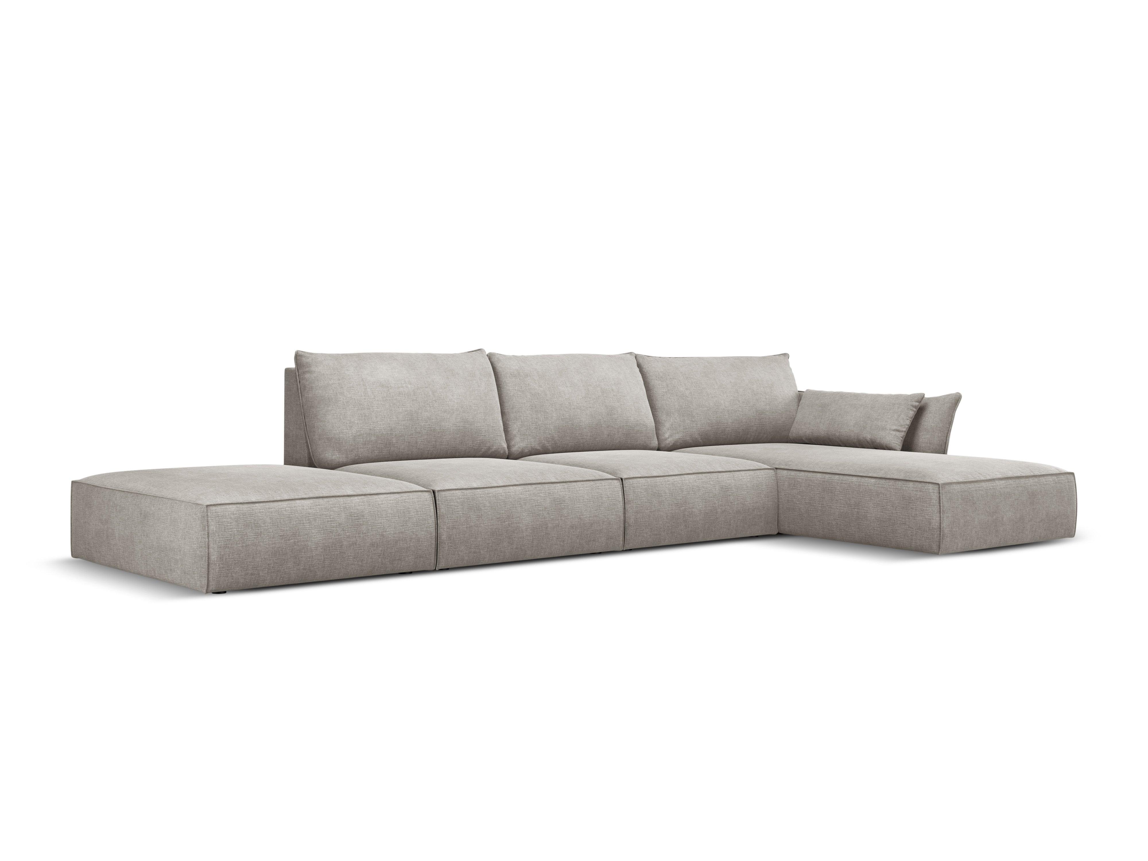 Narożnik w tkaninie szenilowej prawostronny otwarty VANDA jasnoszary Mazzini Sofas Eye on Design