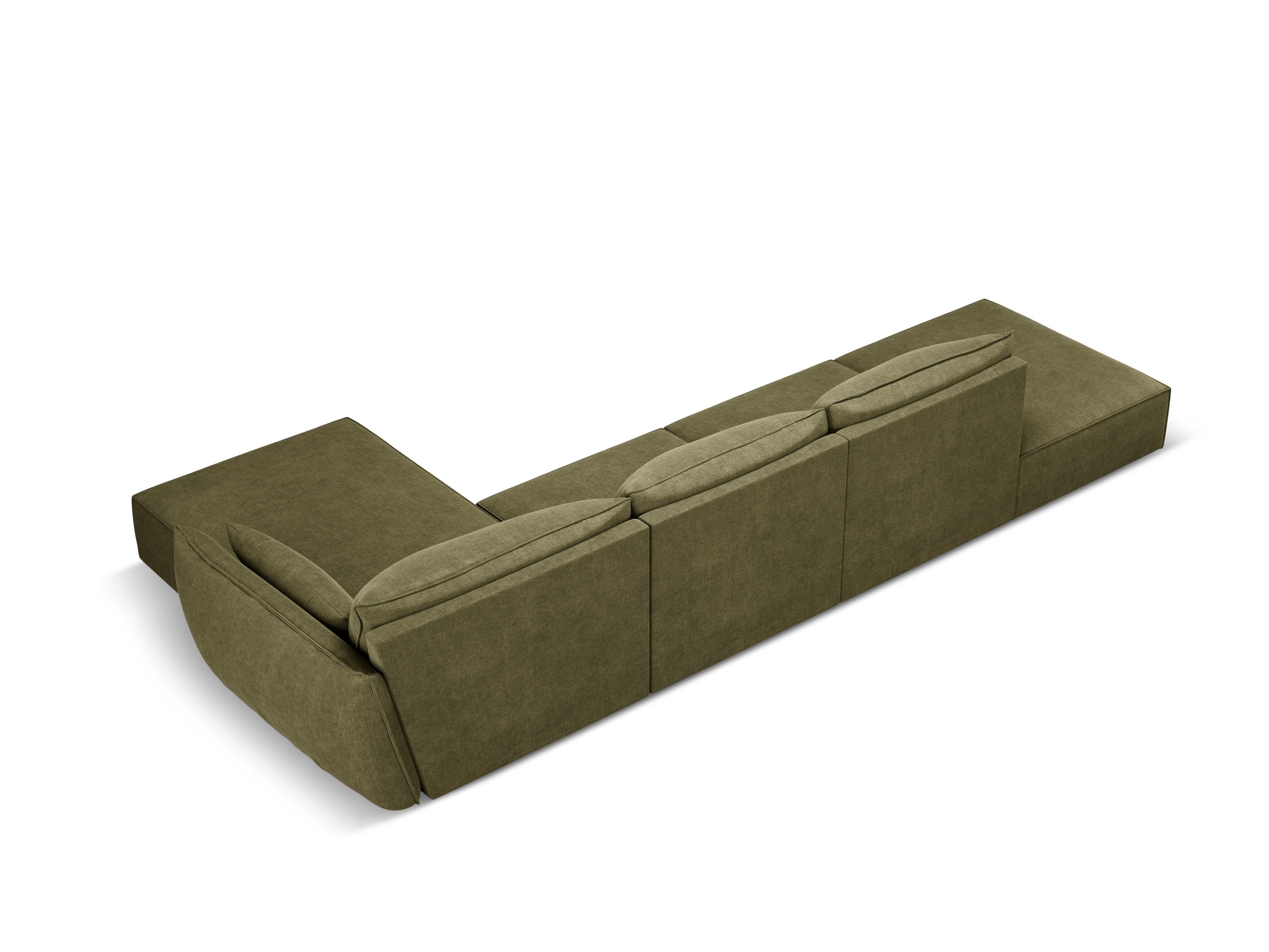 Narożnik w tkaninie szenilowej prawostronny otwarty VANDA zielony Mazzini Sofas Eye on Design