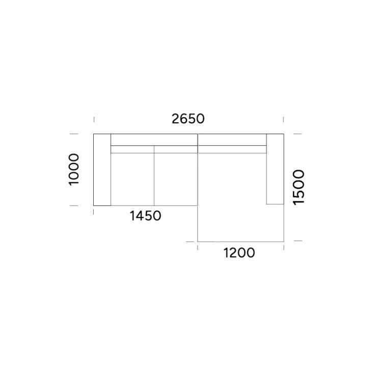 Narożnik z funkcją spania lewostronny TYBERIAS Rosanero 265x150x145 cm Grupa 0 Eye on Design