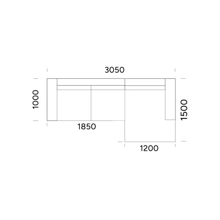 Narożnik z funkcją spania lewostronny TYBERIAS Rosanero 305x150 cm Grupa 0 Eye on Design