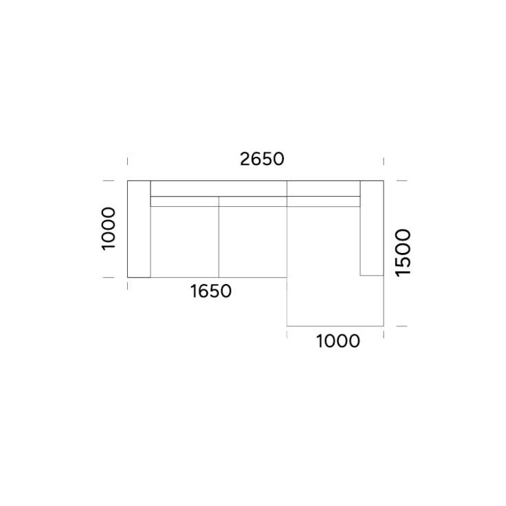 Narożnik z funkcją spania lewostronny TYBERIAS Rosanero 265x150x165 cm Grupa 0 Eye on Design
