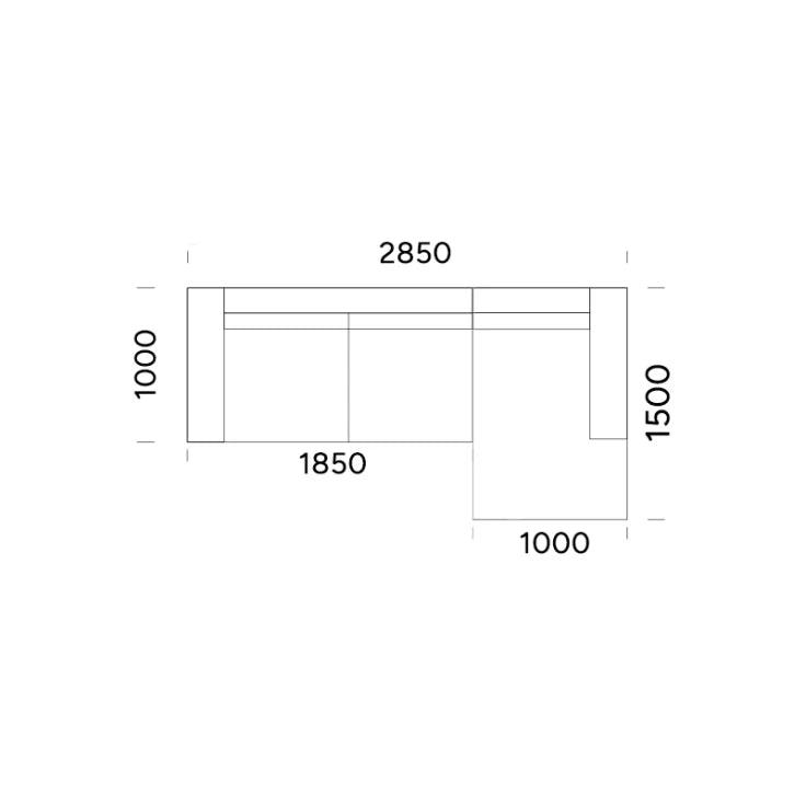 Narożnik z funkcją spania lewostronny TYBERIAS Rosanero 285x150x185 cm Grupa 0 Eye on Design