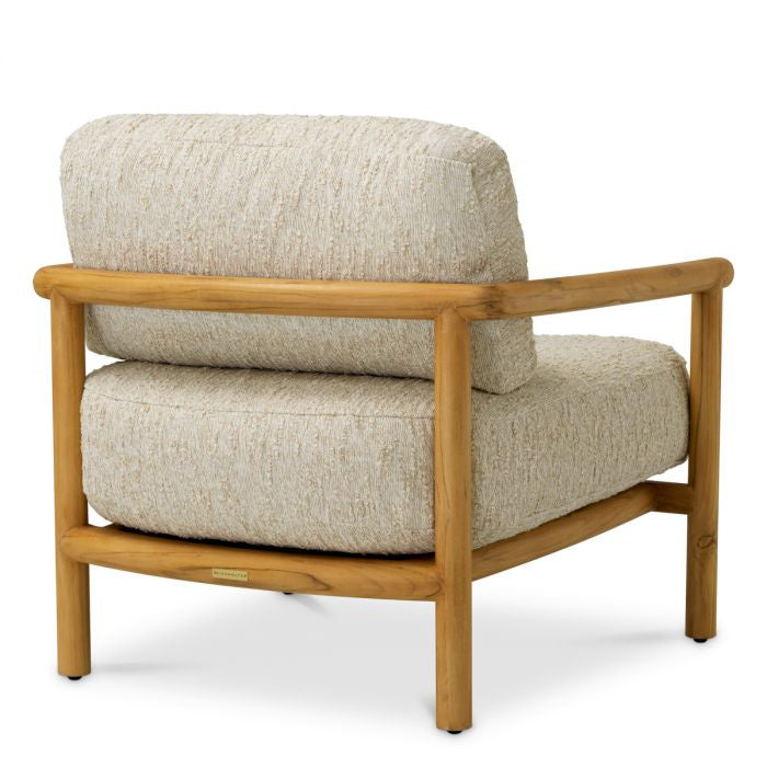 Outdoor Armchair OMBRIA Cream with Wooden Base