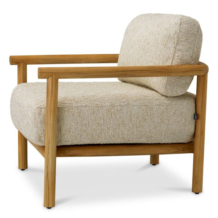 Outdoor Armchair OMBRIA Cream with Wooden Base