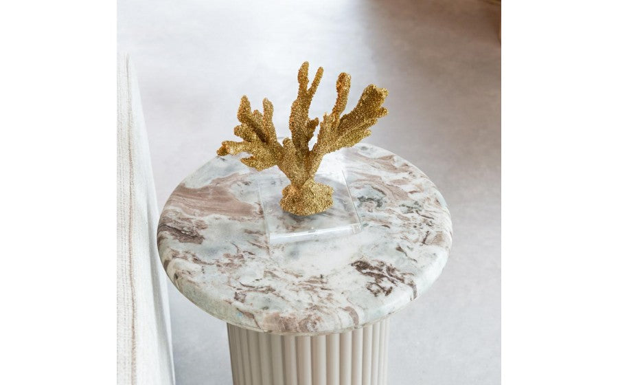 Beistelltisch CORONEL beige mit Marmorplatte