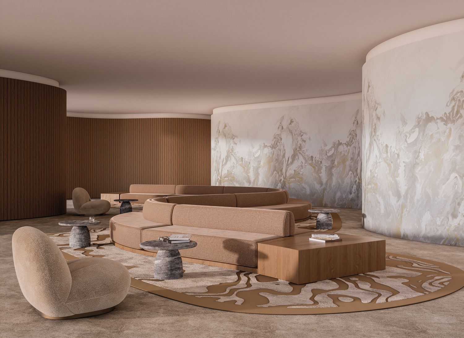 Gray CALACATTA mural with beige